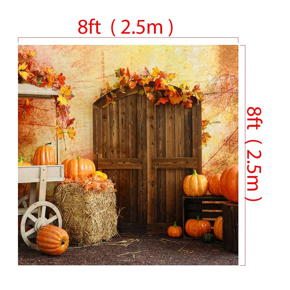 8x8ft Thanksgiving Backdrop - Autumn Pumpkin Photo Studio Props for Fall Decor