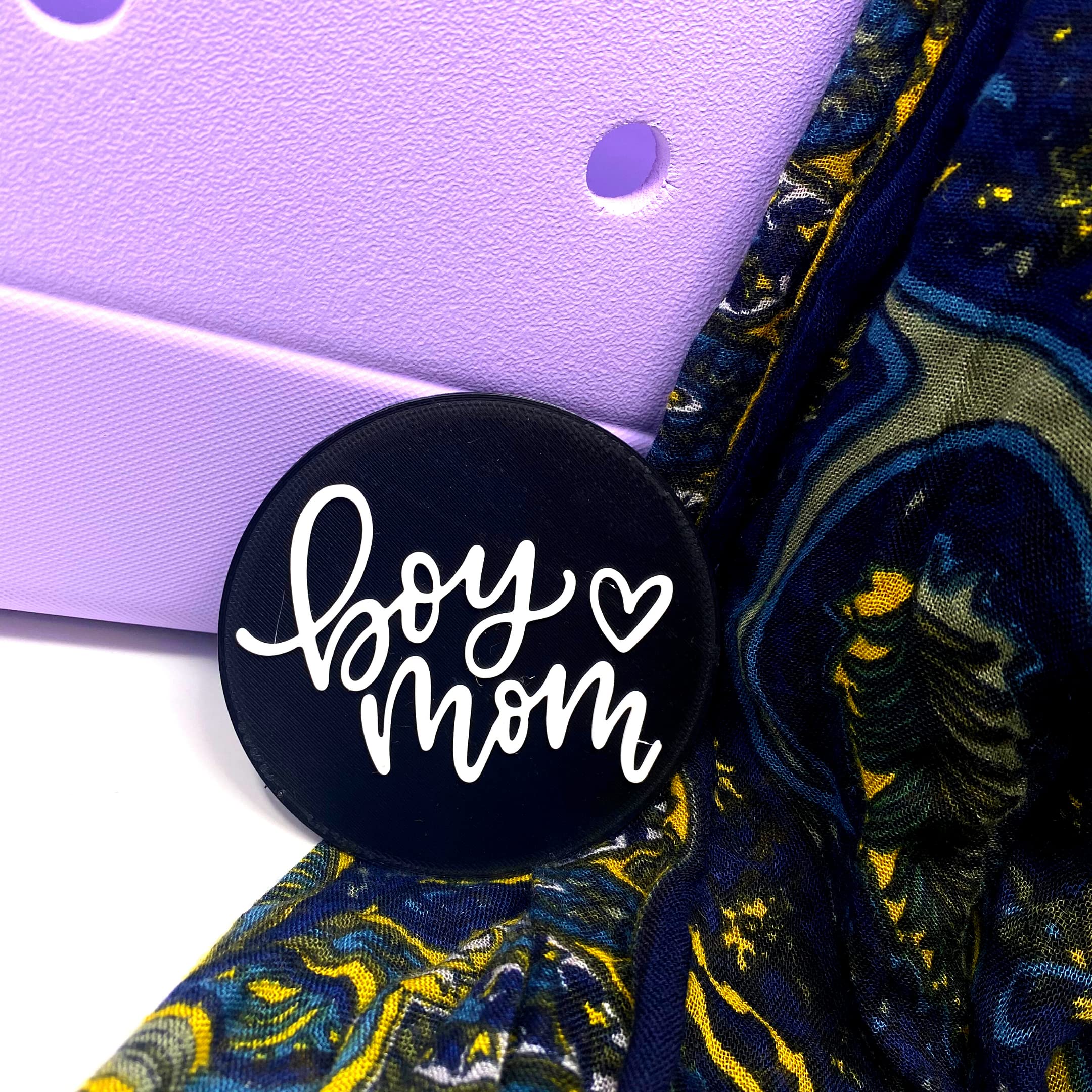 FRESHe BOGLETS - Boy Mom Charm for Bogg Bags & Totes | Decorative Accessory to Personalize Your Beach Bag, Pool Tote or Diaper Bag | Black & White Design | Perfect for Moms, Beach Trips & Pool Parties