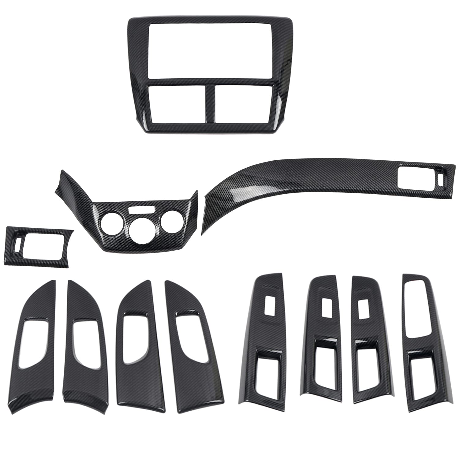 2008-2014 Subaru WRX/WRX STI Left Hand Drive 12-Piece Carbon Fiber Black Interior Accessories Kit - Dashboard, Door Panel & Console Covers for Enhanced Style & Protection