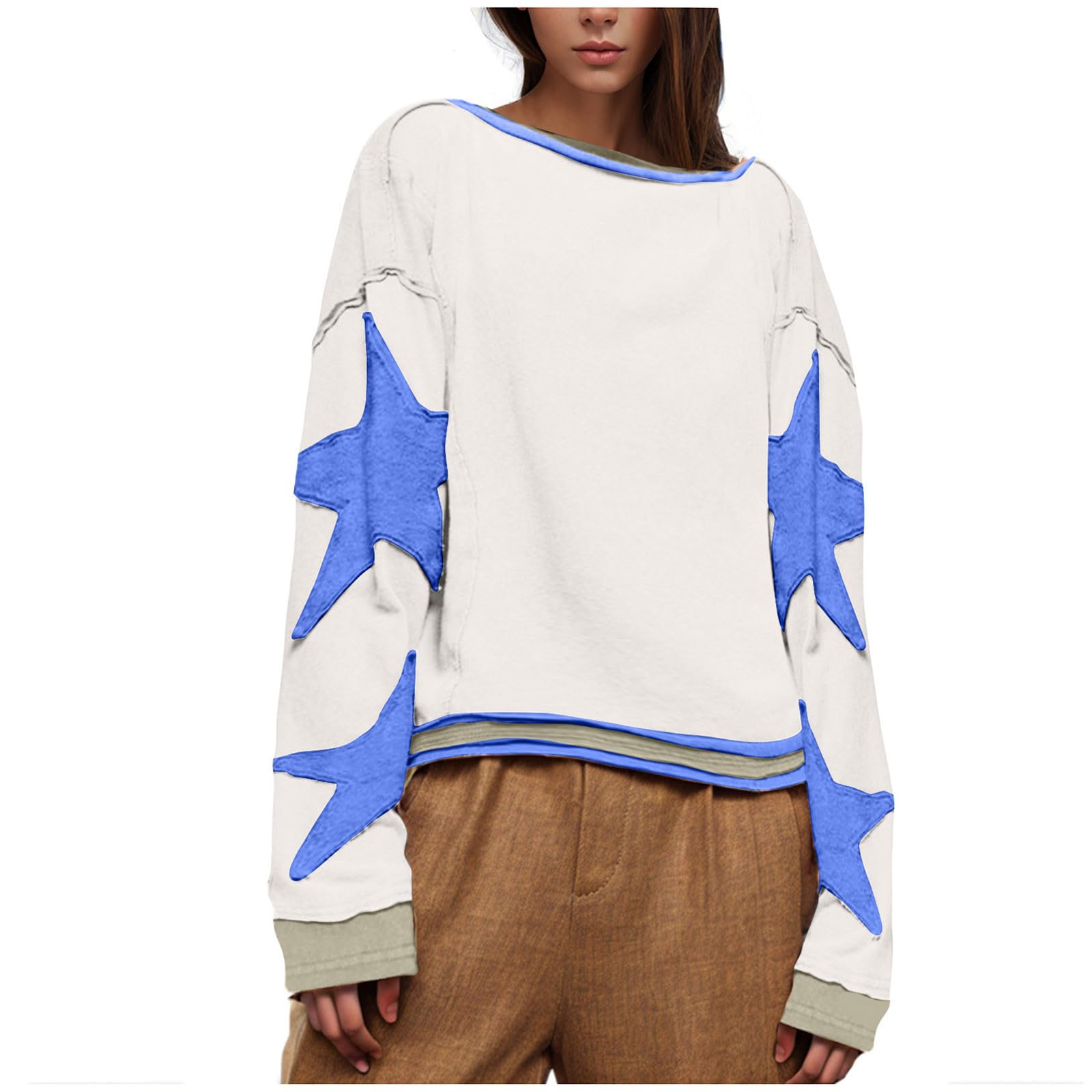 Trendy Women's Cropped Crewneck Sweatshirt - Loose Fit Long Sleeve Fall Tops 2025 | Fashion Workout Sweater | Perfect for Gym, Yoga, and Casual Streetwear Outfits