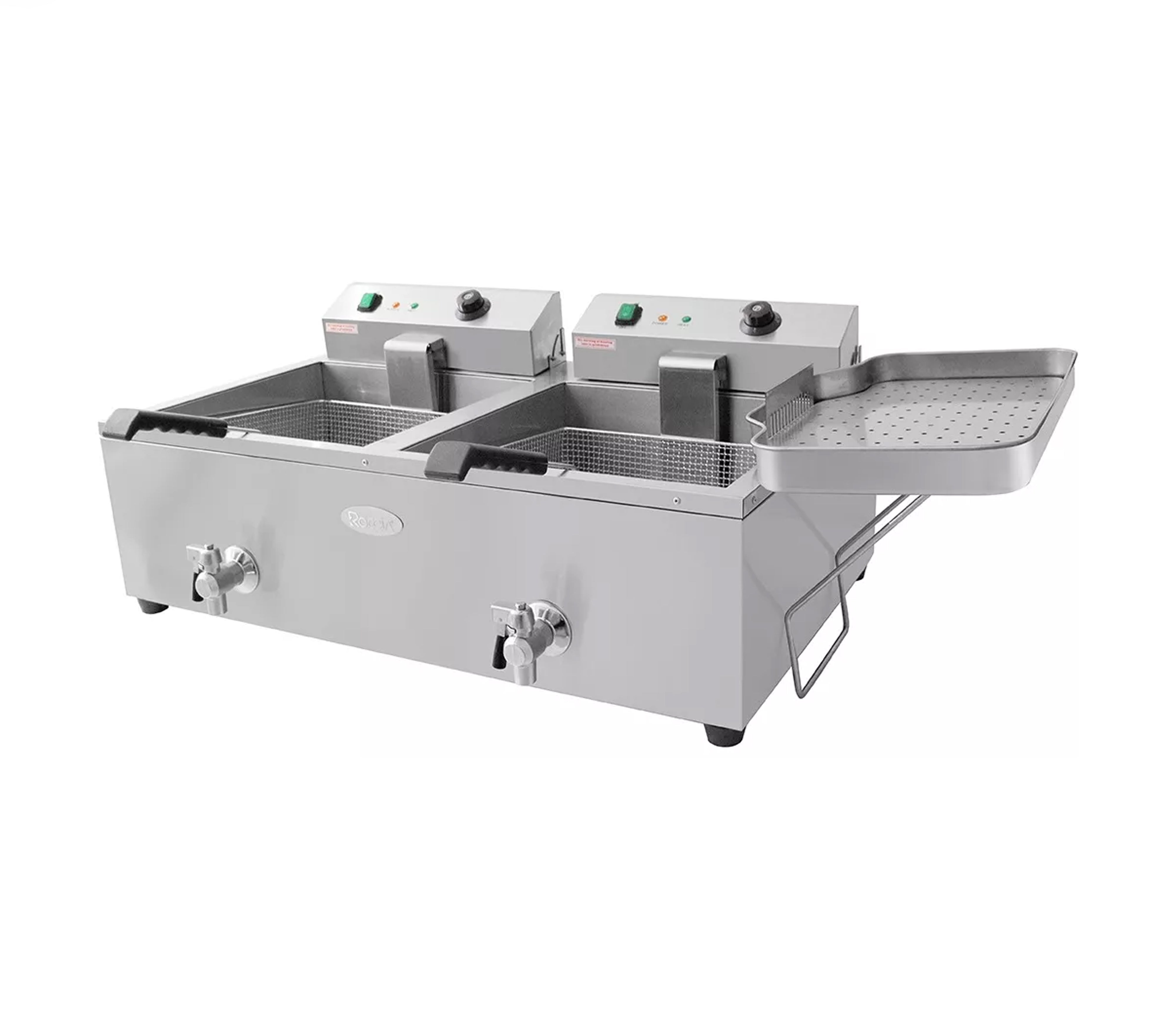 60L 6000W 220V Double Electric Oil Fryer - Commercial Deep Fryer for Restaurants, Fast Food Shops & Large Family Gatherings