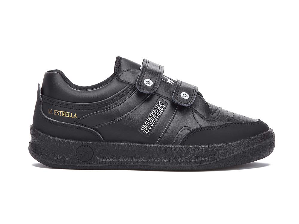 PAREDES Estrella Genuine Leather Velcro Sneakers EU 45 Black - Comfortable Casual Shoes for Men, Perfect for Walking, Running & Daily Wear