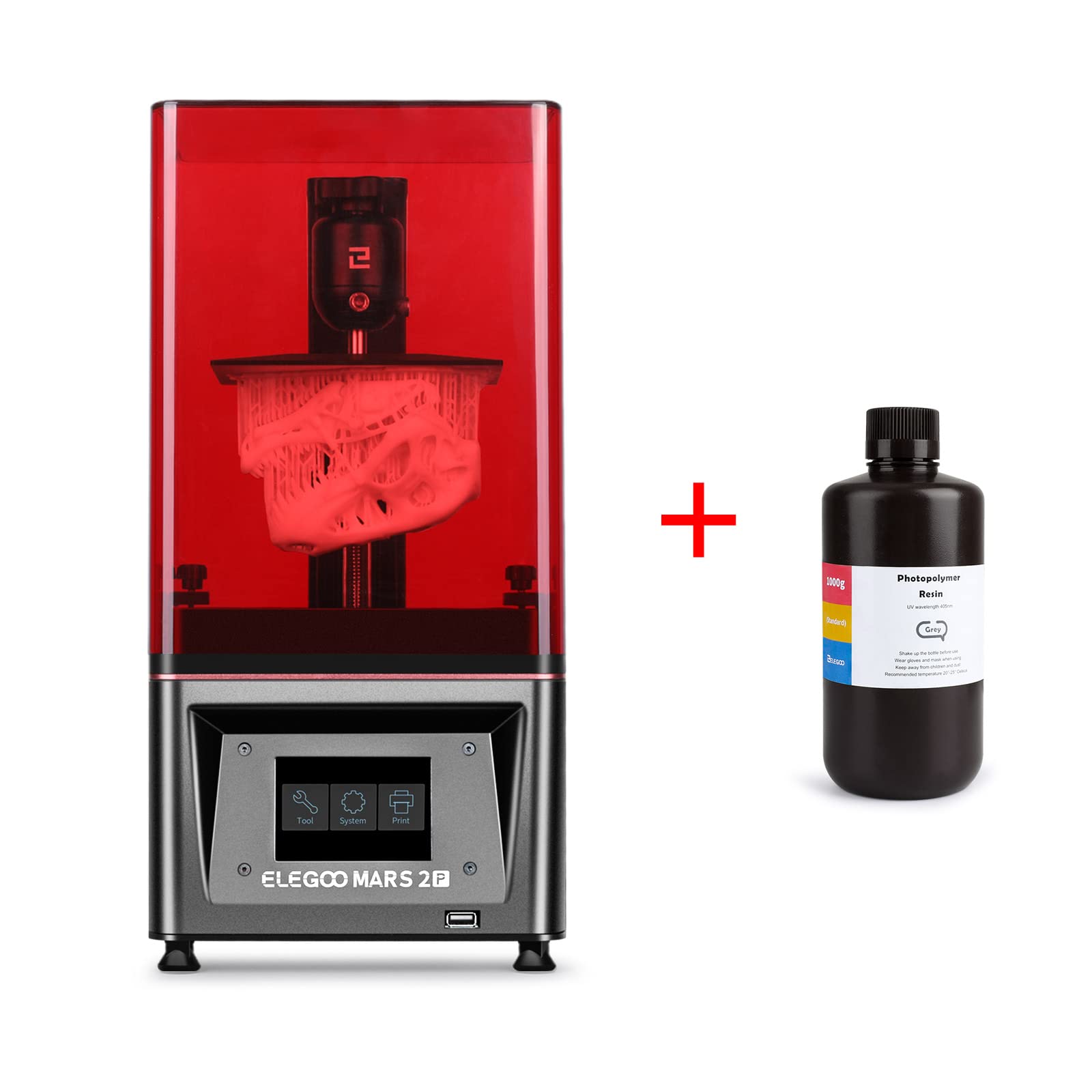 ELEGOO ABS-Like 3D Printer Resin Grey 1000g - High Precision Fast Curing UV Resin for Mars 2 Pro Mono MSLA 3D Printer - Ideal for Miniatures, Jewelry, and Dental Models