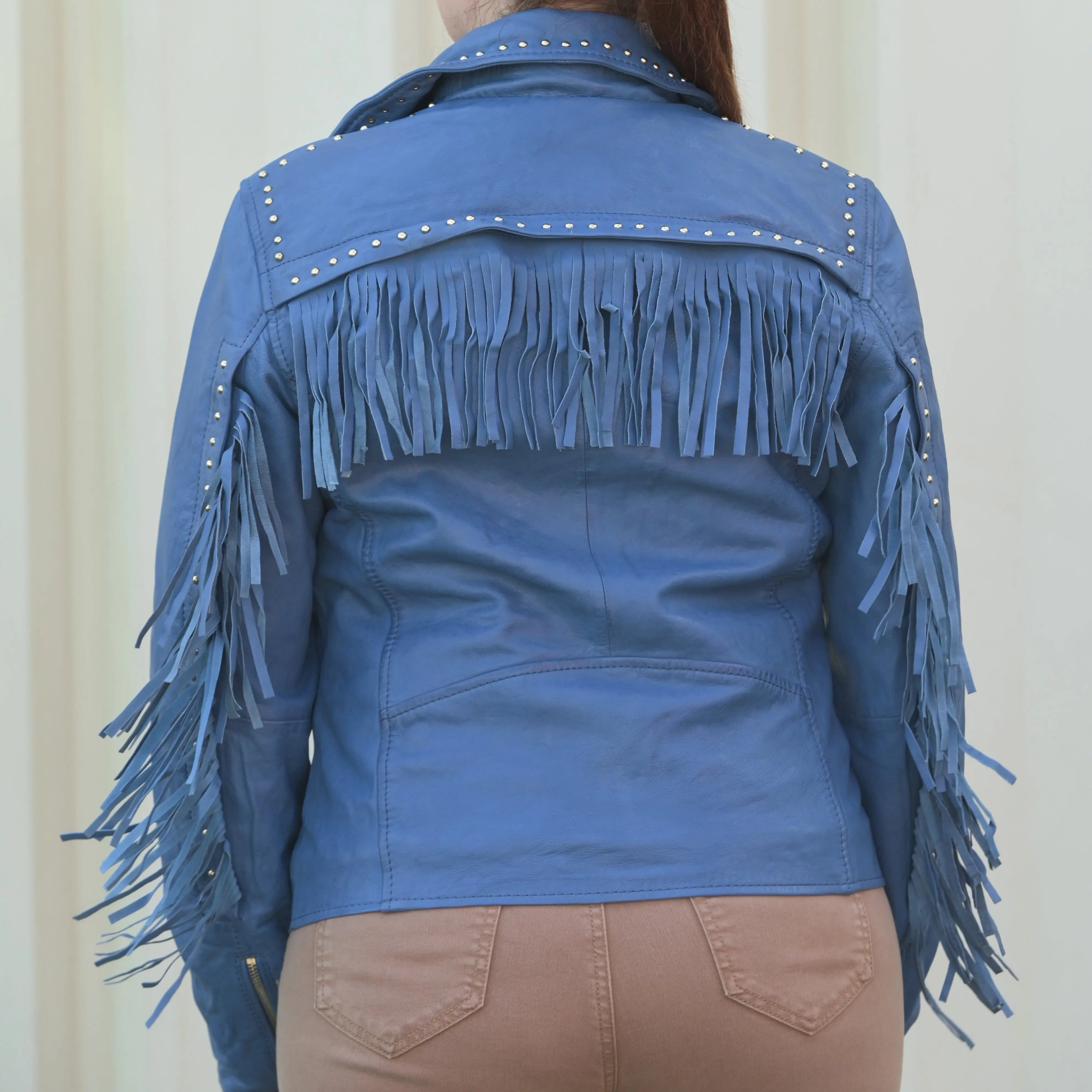 Women's Stylish Studded Leather Jacket with Detachable Fringe - Perfect for Biker, Rocker & Casual Outfits | Fashionable Outerwear for Everyday Wear & Special Occasions