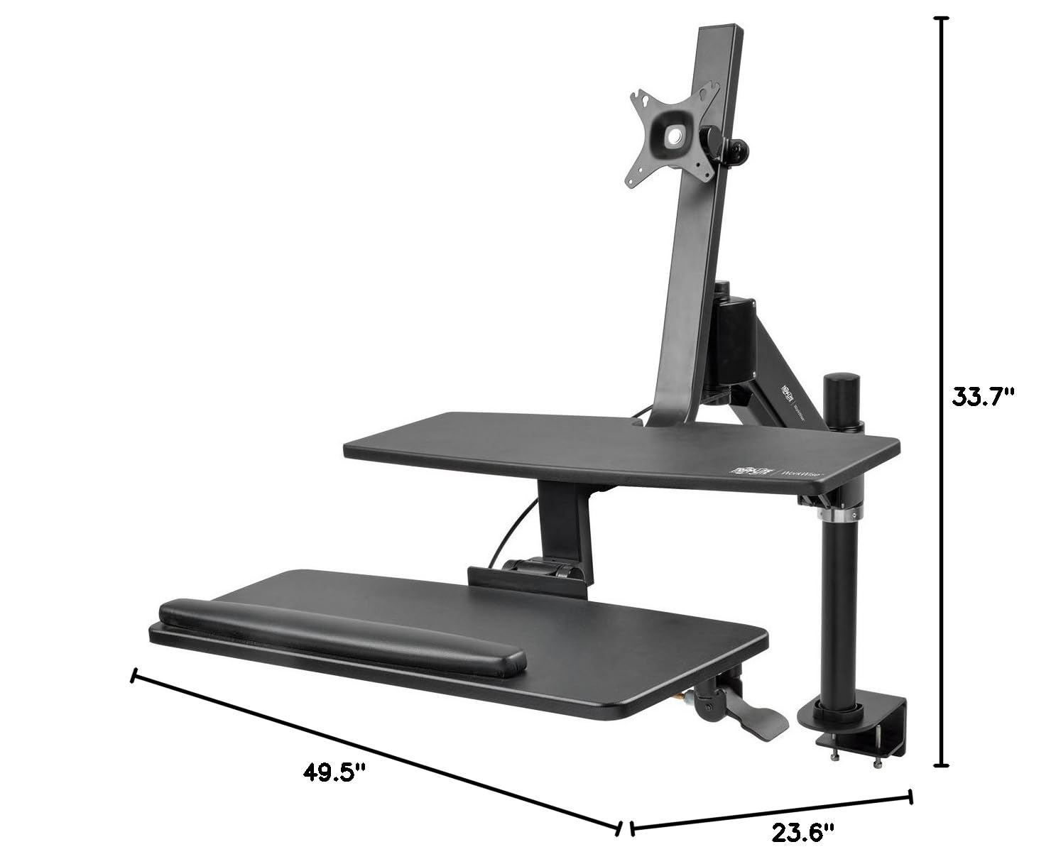 Tripp Lite Adjustable Sit Stand Desktop Workstation - Ergonomic Clamp-On Standing Desk Converter for Home & Office Workspace | Perfect for Computer, Laptop & Monitor Setup