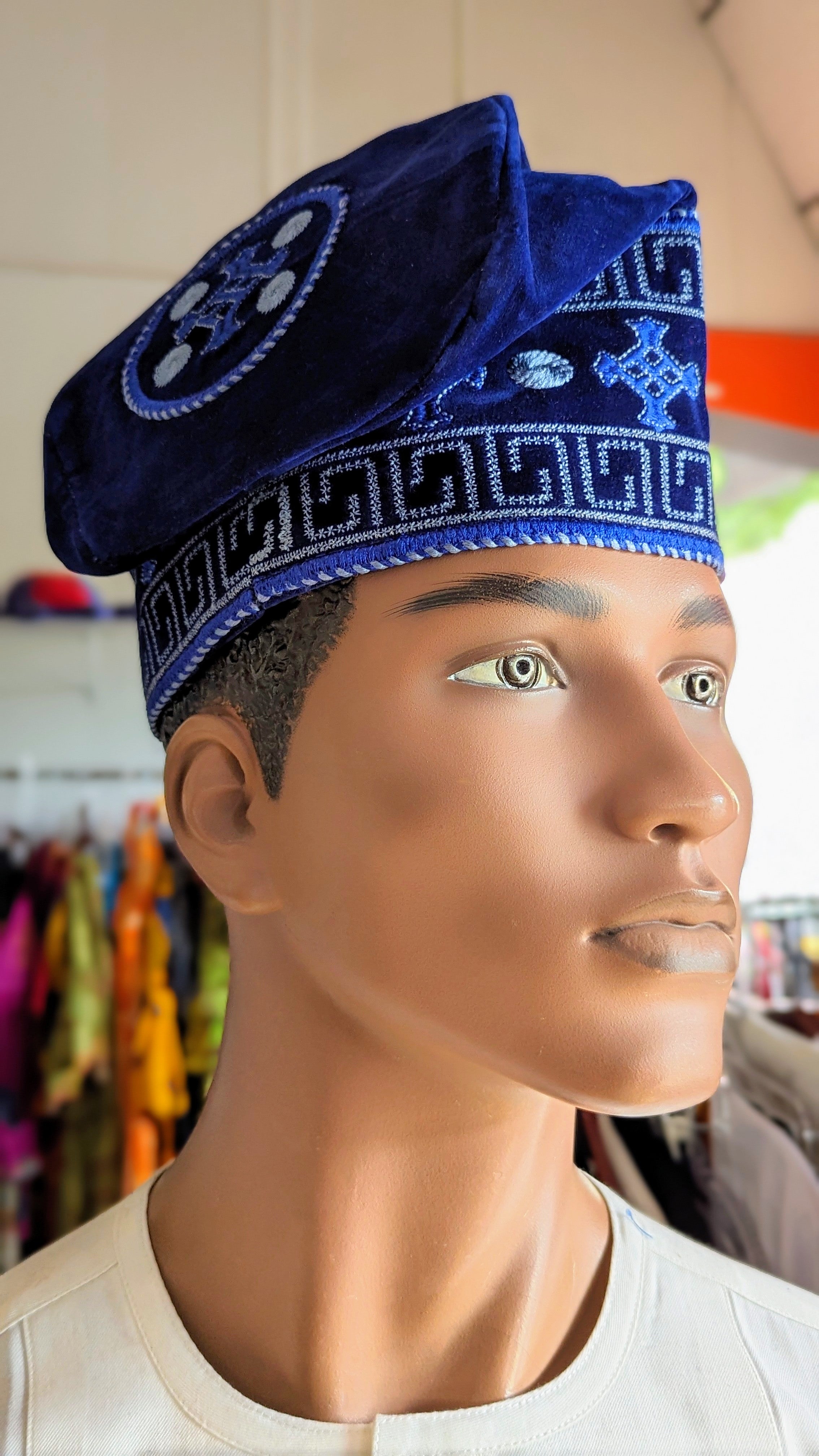 Dupsie's Premium Velvet African Kufi Cap Hat for Men - Traditional Elegance for Weddings, Religious Ceremonies & Cultural Events - DPHBPB49