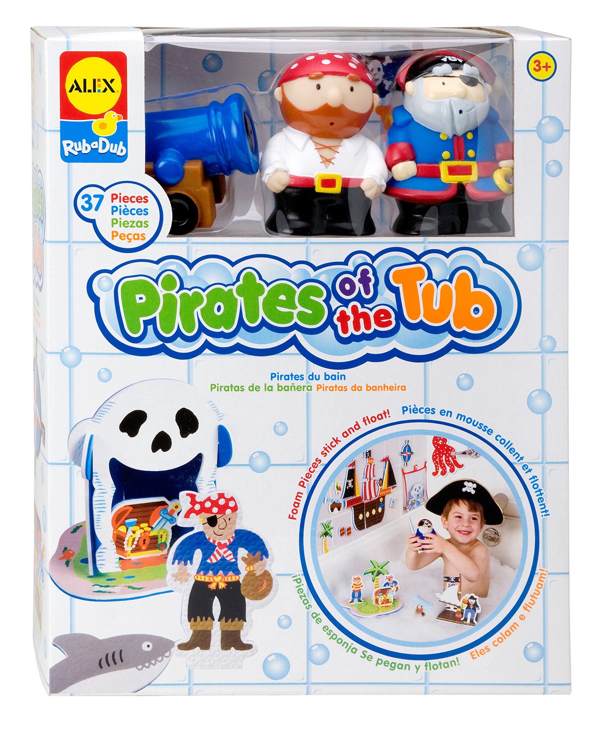 ALEX Toys Rub a Dub Pirates Bath Toys for Kids - Fun Floating Pirate Ship & Figures for Bathtub Playtime, Pool & Water Table Activities