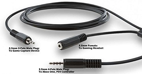 Enza® Party Chat Link Adapter Cable for Xbox One, Xbox Series X/S, PS4, PS5 & Elgato Game Capture HD - Connect Headsets for Multiplayer Gaming & Live Streaming