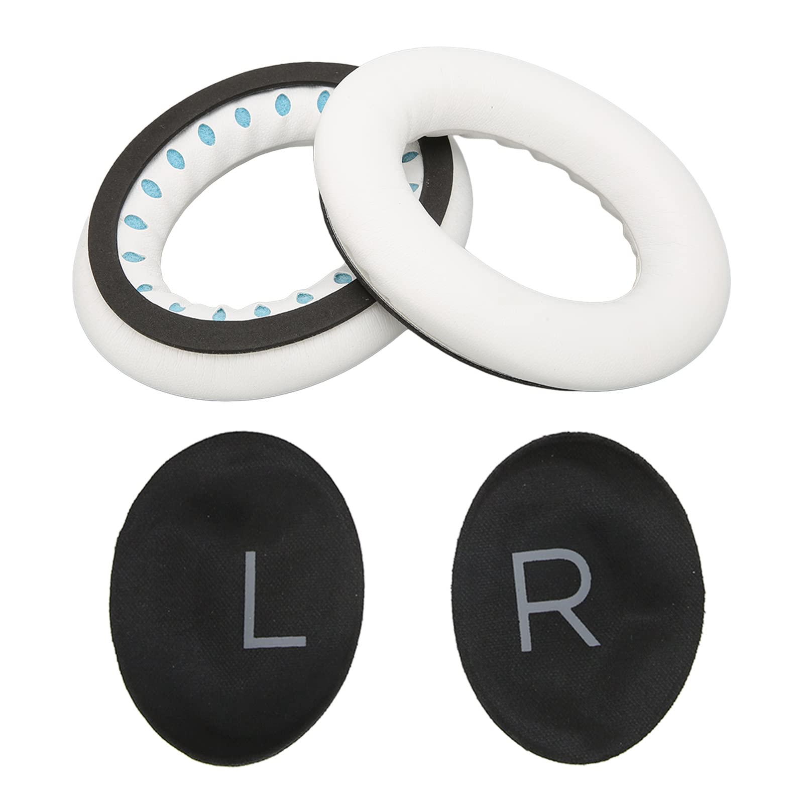 Noise Cancelling Replacement Ear Pads for Bose QC45 Headphones - Soft Protein Leather Cushions with Memory Foam for Comfort (White) - Perfect for Travel, Office & Home Use