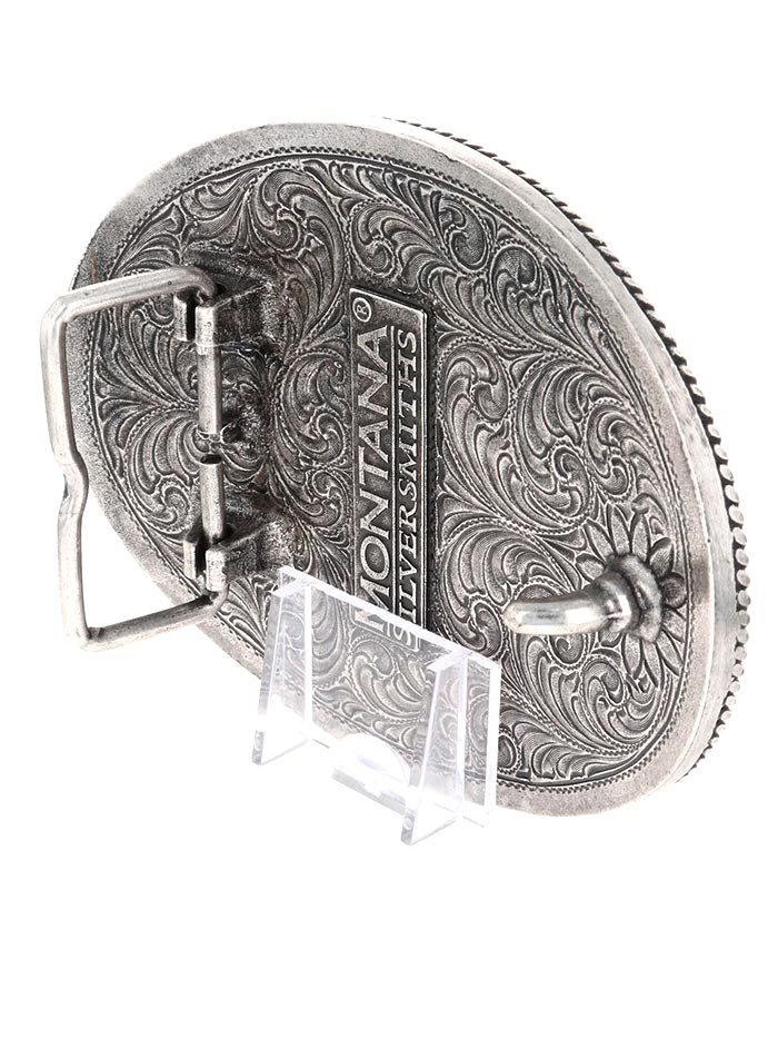Montana Silversmiths A550S Silver Rope & Barbed Wire Longhorn Western Belt Buckle - Perfect for Cowboy Boots, Jeans & Western Fashion Outfits