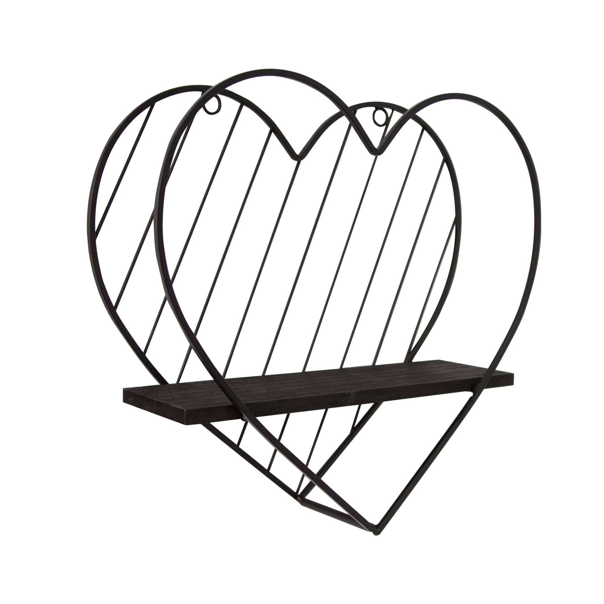 Afuly Floating Shelves - Black Heart Shaped Wall Shelf, Modern Minimalist Storage Organizer for Bedroom, Bathroom, Living Room | Home Decor & Wall Display for Photos, Plants, Books