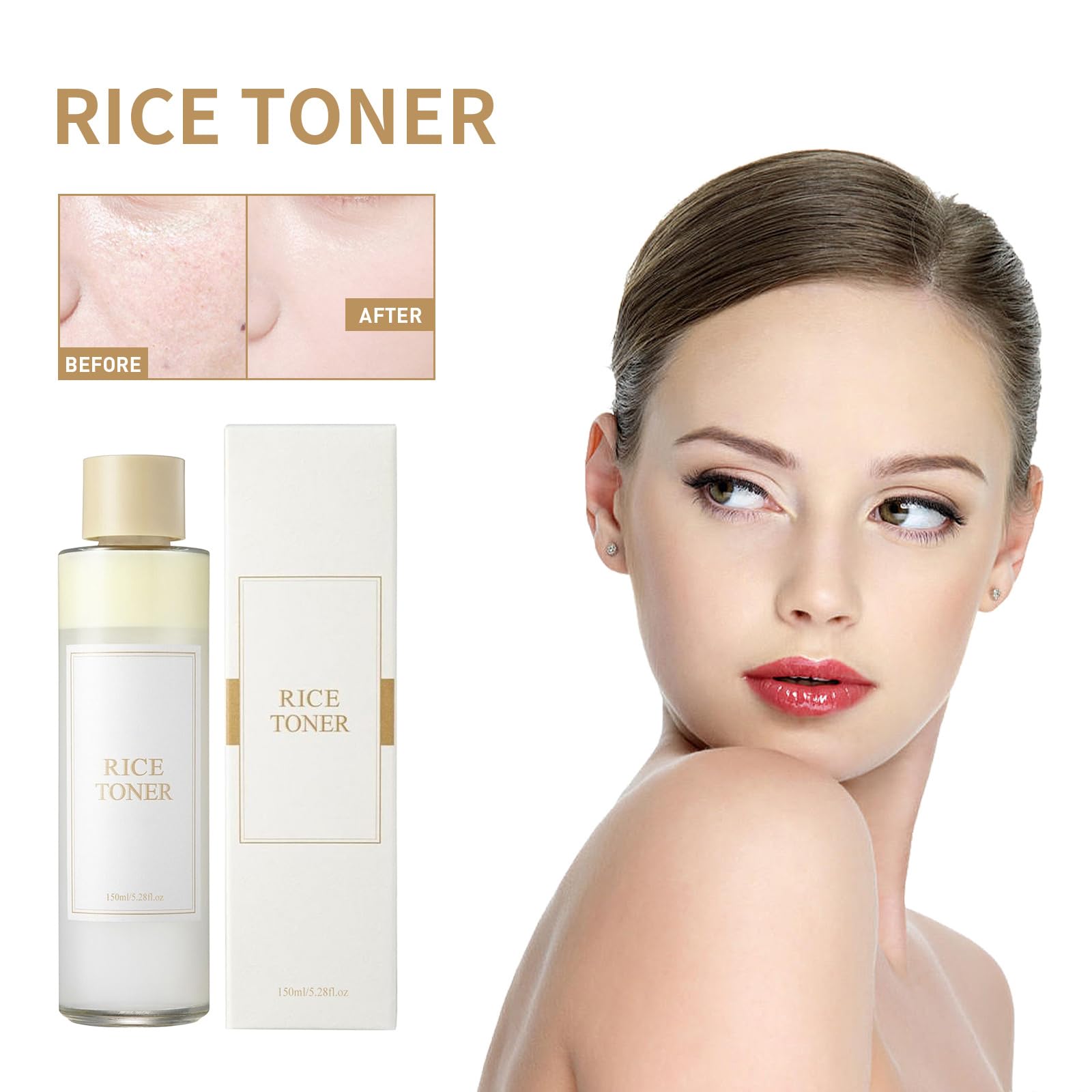 KOAHDE Rice Facial Moisturizer with Rice Extract - Hydrating Toner & Natural Glow Essence for Radiant Skin | Gentle Face Toner with Cotton Pads for Daily Skincare Routine, Makeup Removal & Hydration
