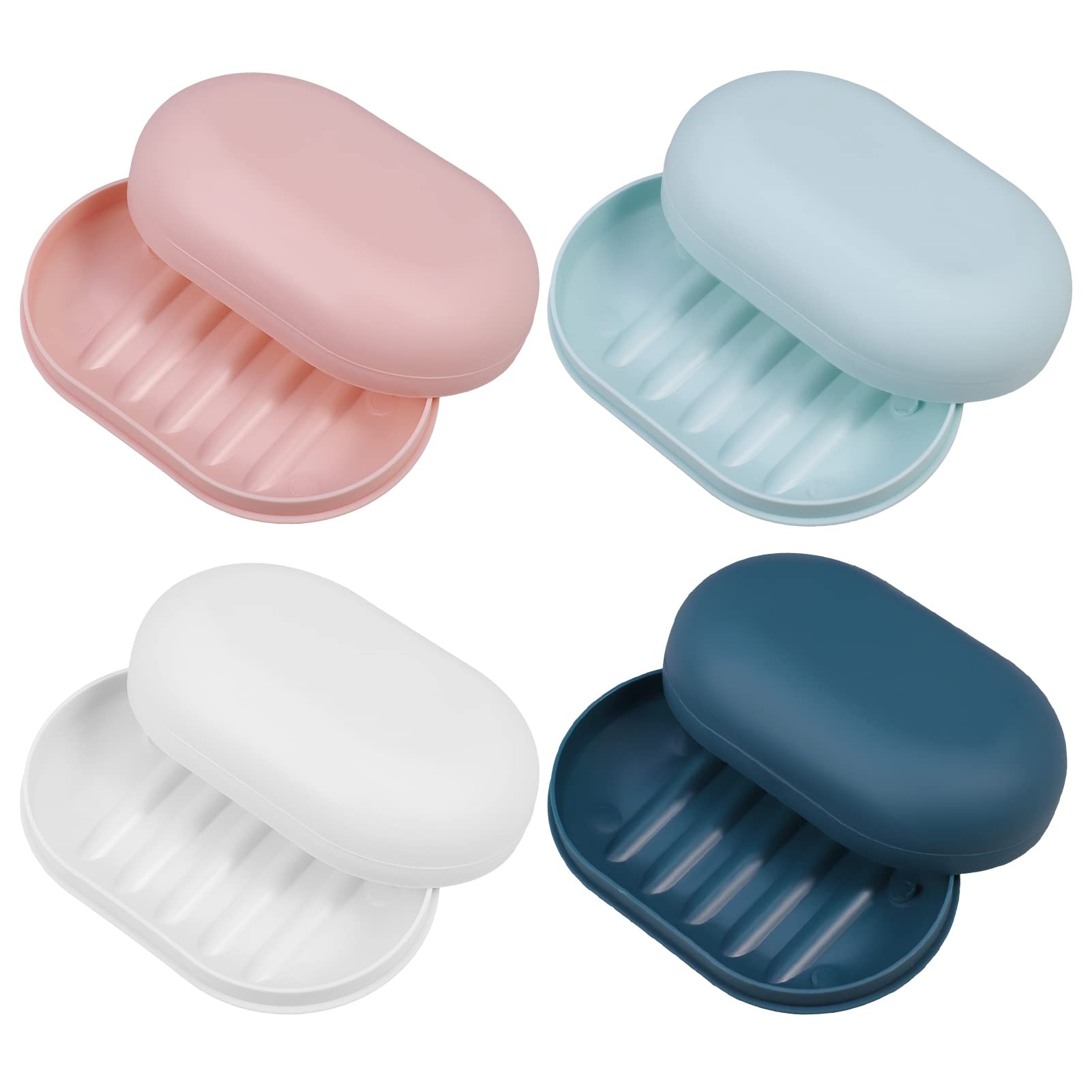 Fuyamp 4 Pack Travel Soap Dish with Lid - Portable Soap Container Box for Shower, Gym, Hiking & School - Leakproof Soap Holder for Bathroom & On-the-Go Use
