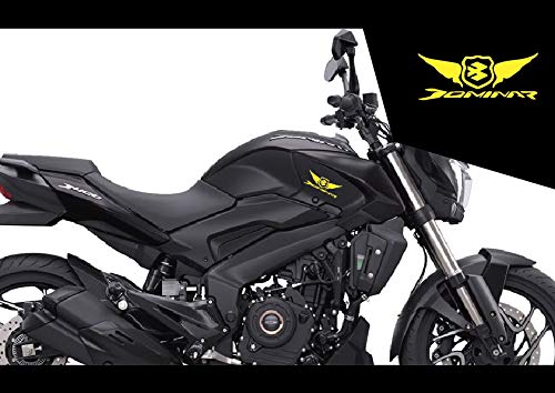 Dominar Wings Logo Vinyl Decal Stickers for Motorcycle & Bike Accessories - 10cm x 3.8cm (2 Pack, Yellow) - Durable Waterproof Graphics for Helmets, Laptops, Cars & DIY Projects