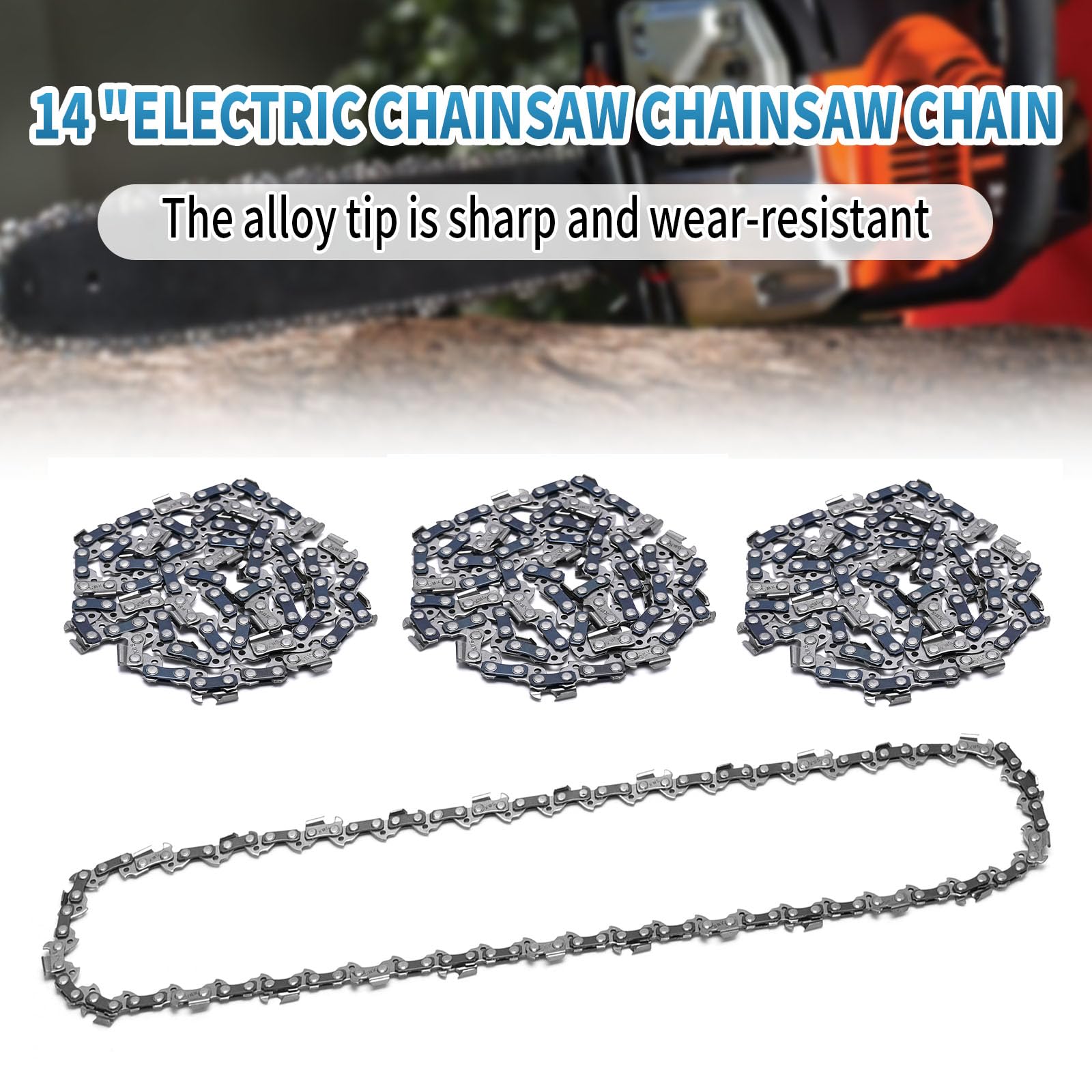 Vkinman 4-Pack 14-Inch Chainsaw Chains - 3/8