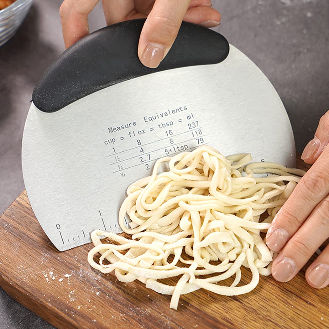 Hoshen 6.5-Inch Stainless Steel Dough Cutter - Thickened Multifunctional Baking Tool with Double Scale & Non-Slip Handle for Pizza, Pastry, Bread Making - Perfect for Home Bakers & Professional Kitchens