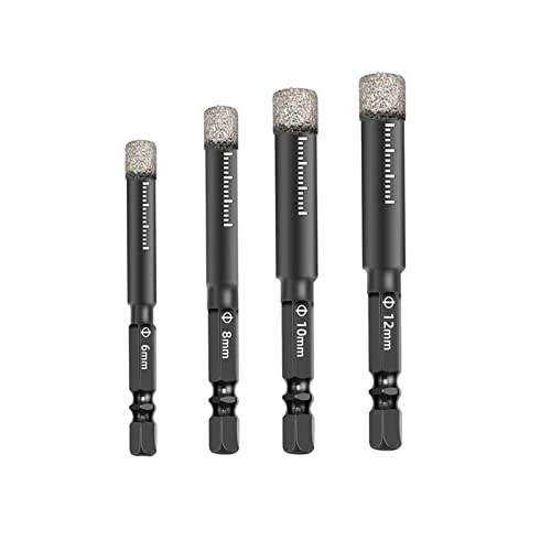 4Pcs 6/8/10/12mm Vacuum Brazed Diamond Drill Bits Set - Dry Hole Cutter for Marble, Ceramic, Glass & Tile - Perfect for DIY Home Renovation & Craft Projects