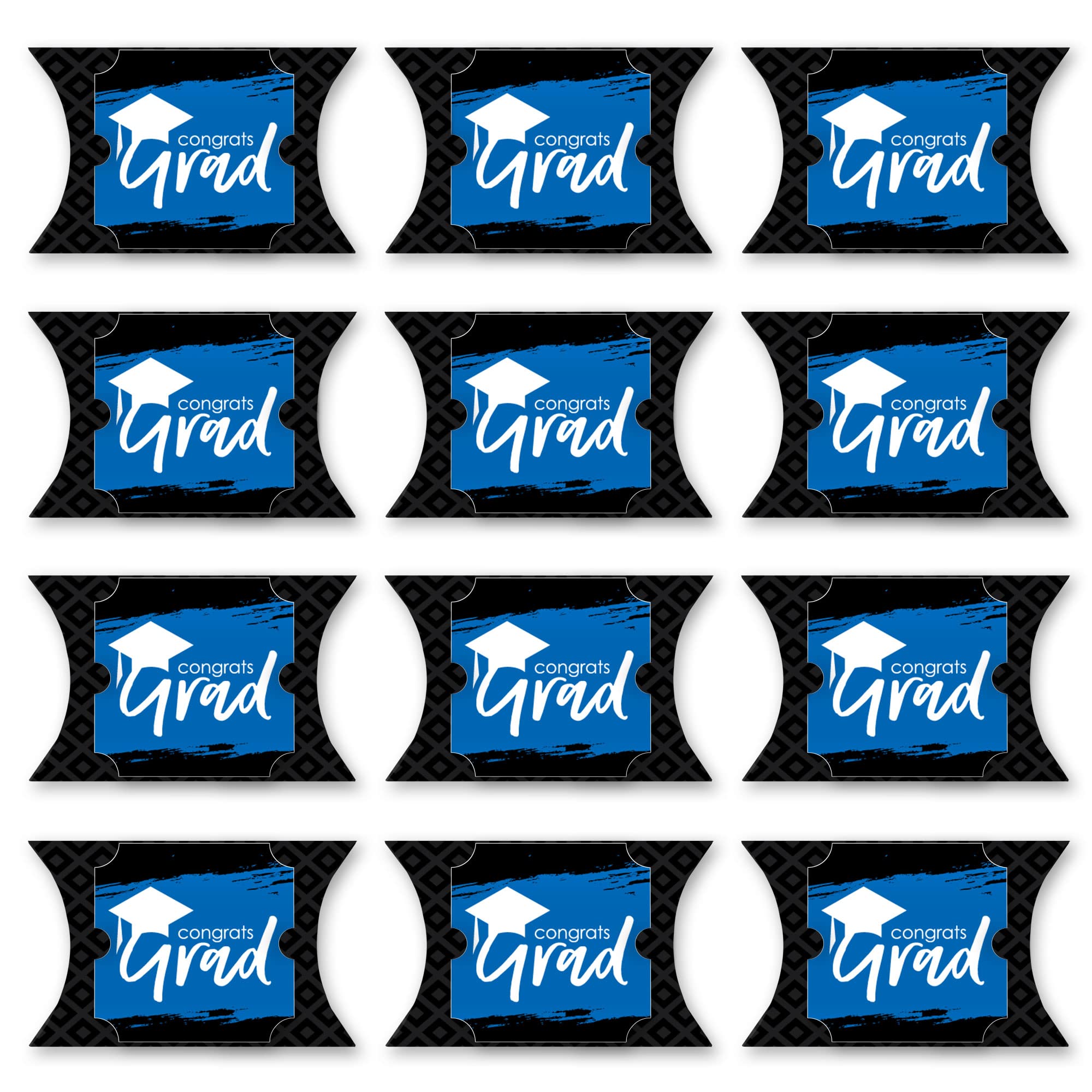 Royal Blue Graduation Favor Gift Boxes - Set of 12 Large Pillow Boxes with 'Best is Yet to Come' Design - Perfect for Graduation Parties, School Events & Celebration Decorations