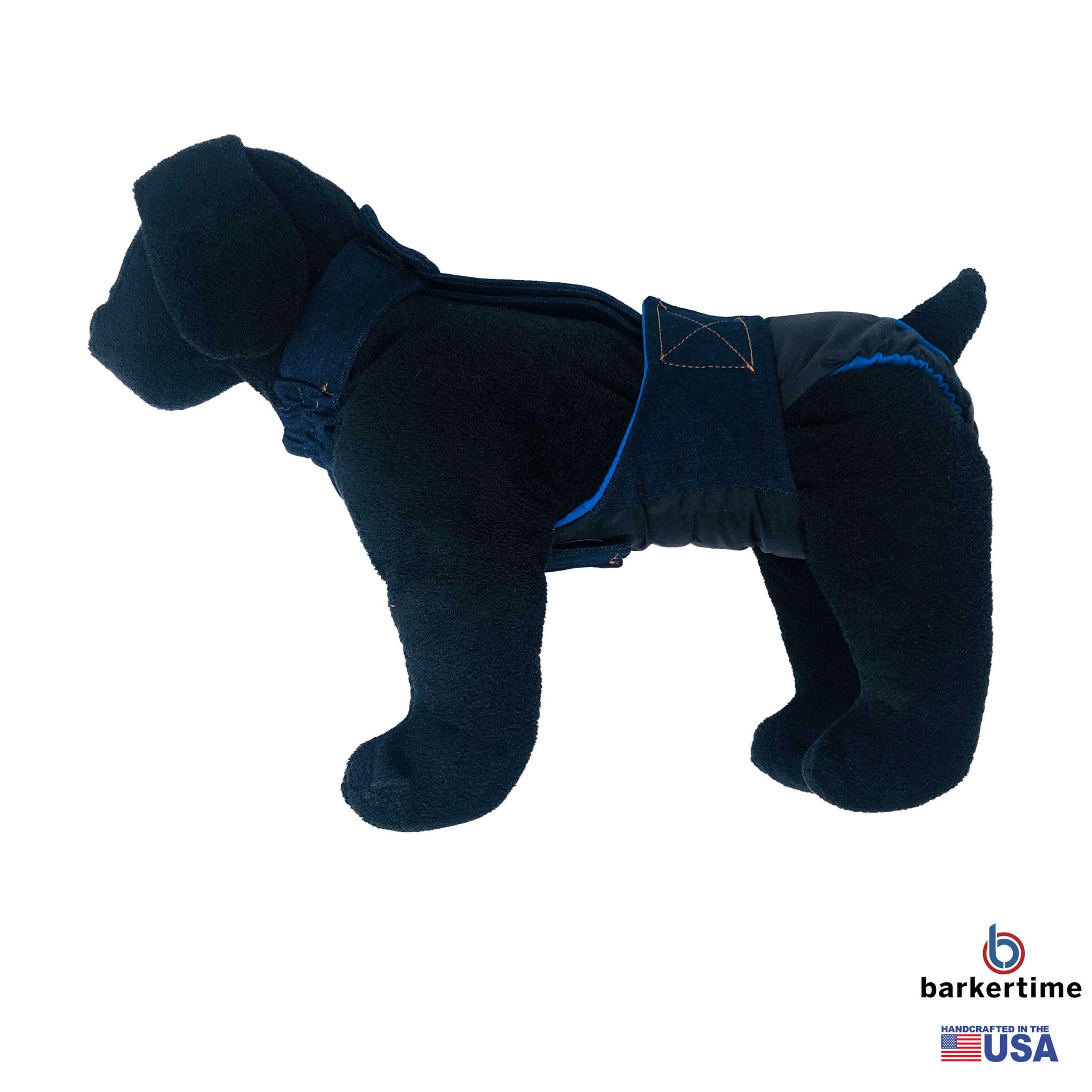 Denim on Black Dog Diaper Overall XXL - No Tail Hole - Made in USA - Perfect for Large Breed Dogs with Incontinence Issues