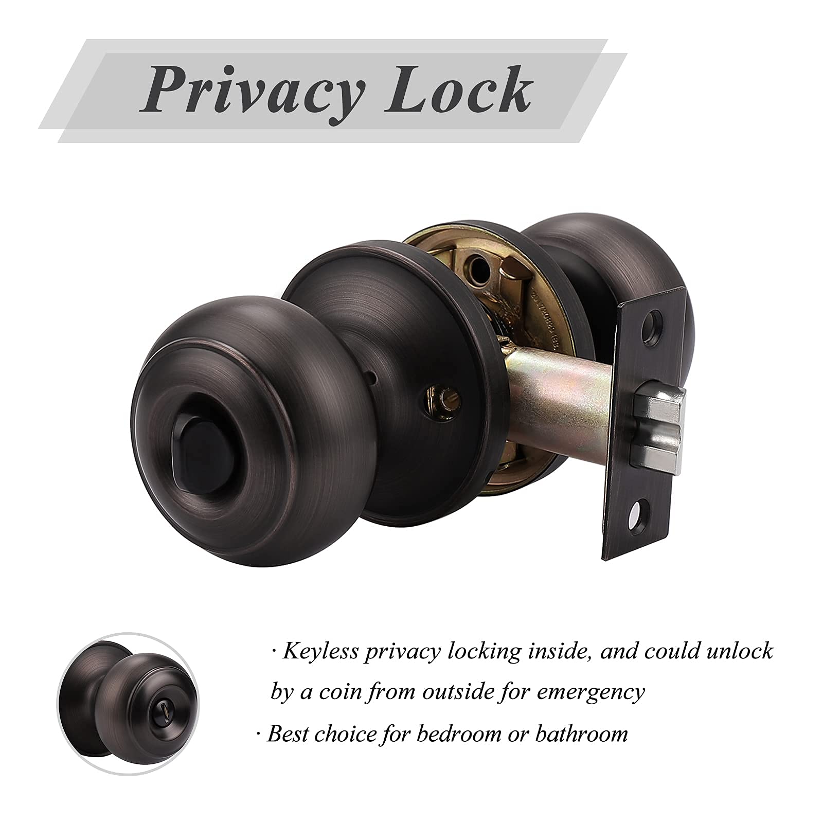Probrico 5-Pack Privacy Door Knobs & 4-Pack Passage Door Knobs Set - Oil Rubbed Bronze Interior Door Handles for Bathroom, Bedroom & Hall Closet - Perfect for Home, Office & Rental Property Privacy Needs