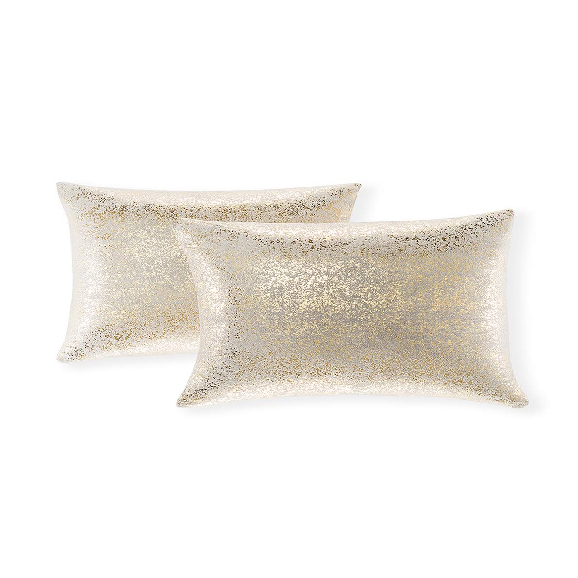 Xinrjojo Set of 2 Decorative Throw Pillow Covers 12x20 Inch - Invisible Zipper Sofa Cushion Cases for Living Room, Bedroom, Car Seat (Bronze-Light Gray) | Home Decor & Comfort Accessories