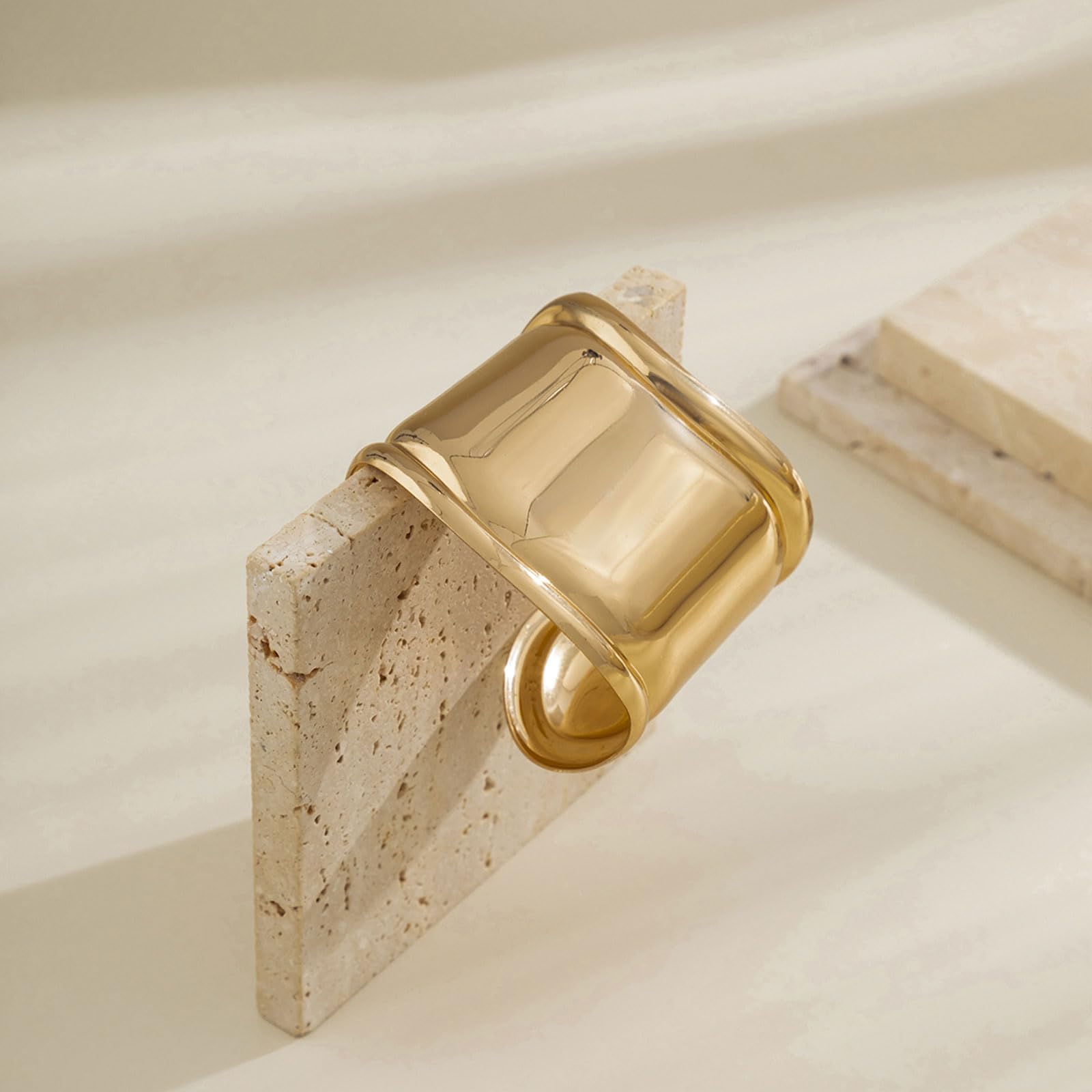 Roe Dolph Gold Cuff Bangle Bracelets for Women - Chunky Minimalist Open Wide Cuff Bracelet, Trendy Gold Bangle Jewelry - Perfect Gift for Birthday, Anniversary & Stocking Stuffers - Elegant Everyday Wear & Special Occasion Accessory