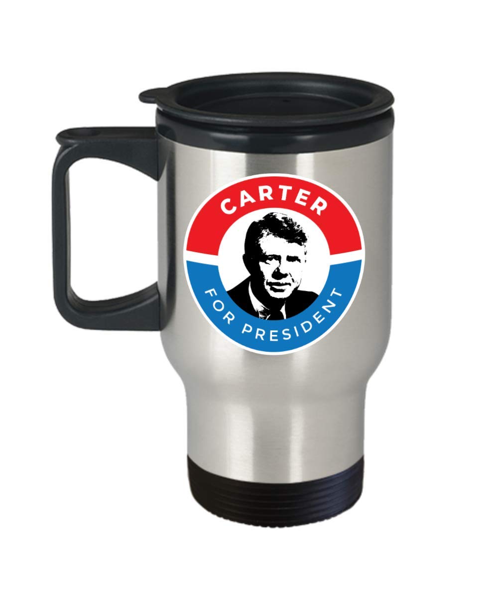 Jimmy Carter Travel Mug - Insulated Coffee Cup with Lid - President Carter Campaign Souvenir - Perfect Gift for Democrats & History Lovers - Ideal for Office, Travel & Political Events