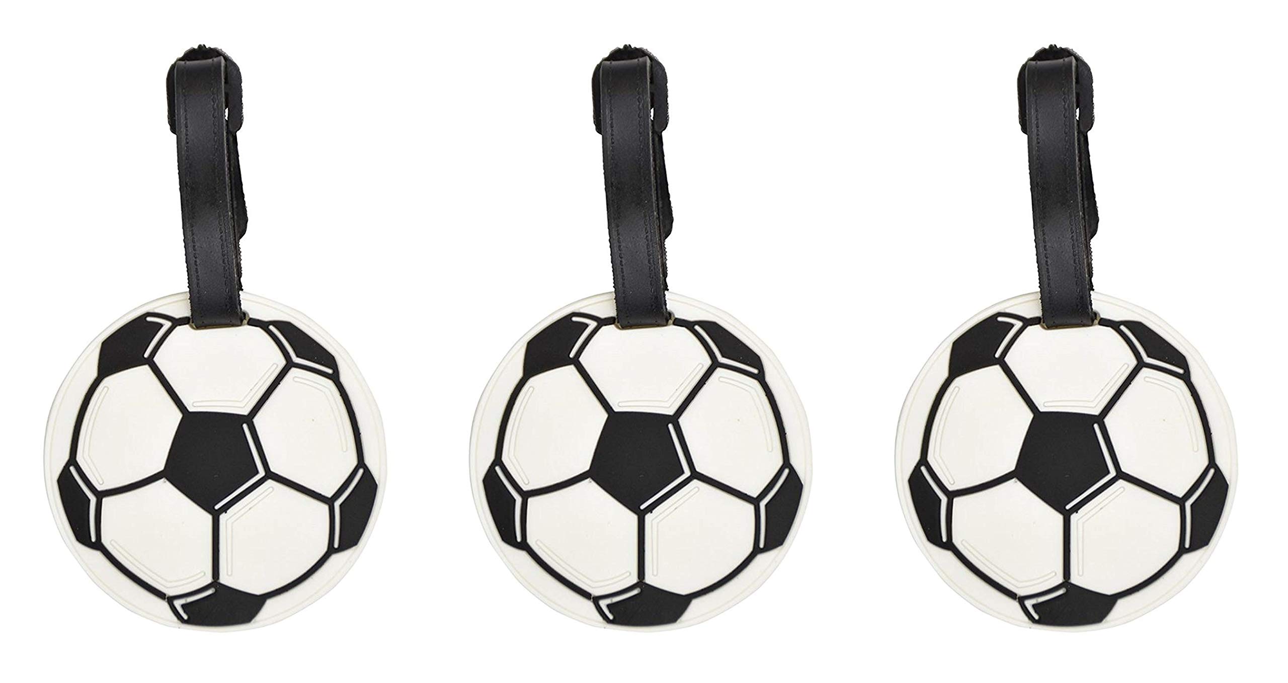 3 Inch Soccer Ball Luggage Tags - Set of 3, Durable ID Tags for Backpacks, Travel Bags & Sports Equipment | Perfect for Travel, Gym, School & Team Identification