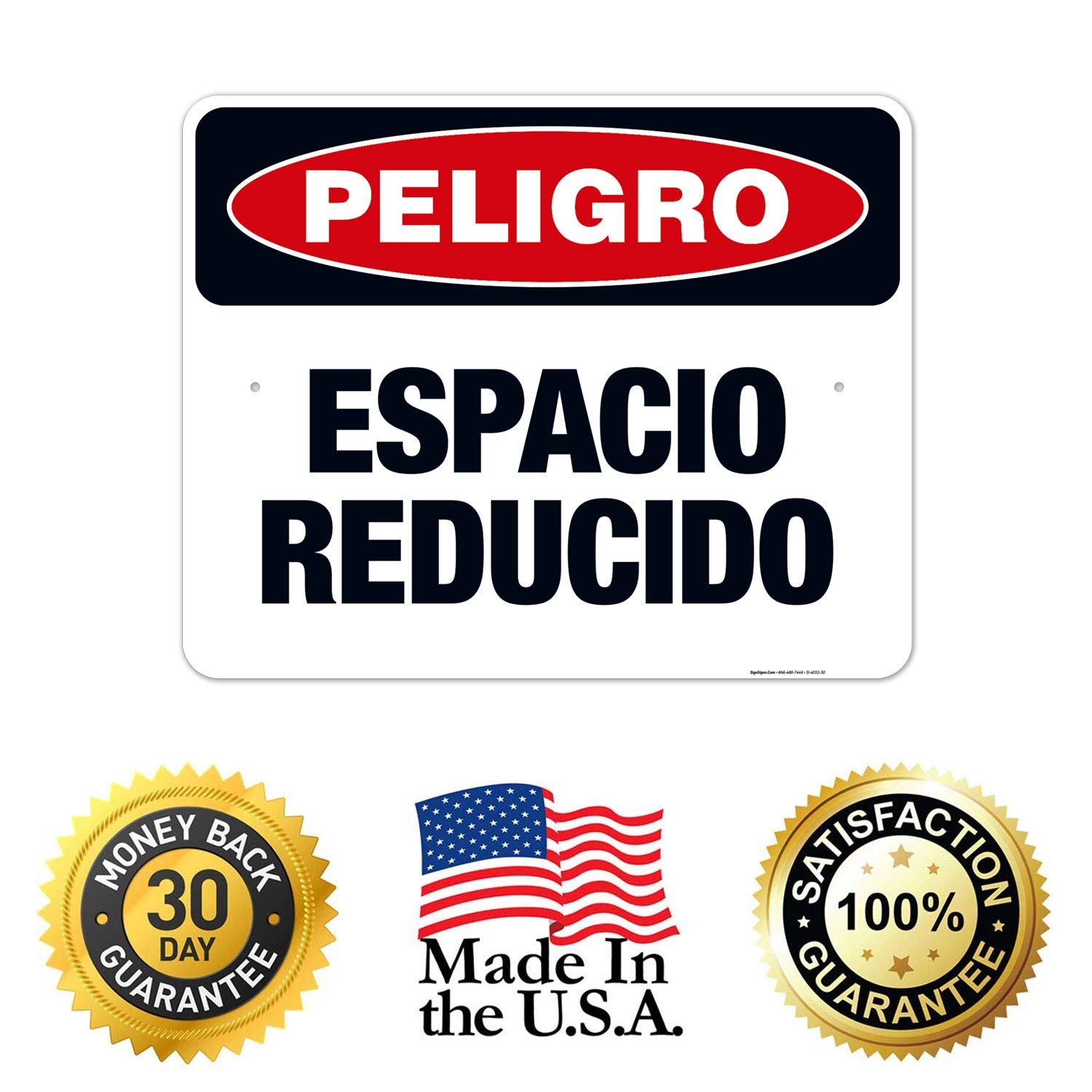 Danger Confined Space Bilingual Sign (English/Spanish) - OSHA Compliant 24x30 Inch Rust-Free Aluminum Safety Sign - Fade Resistant for Indoor & Outdoor Use - Made in USA - Perfect for Construction Sites, Warehouses & Industrial Facilities
