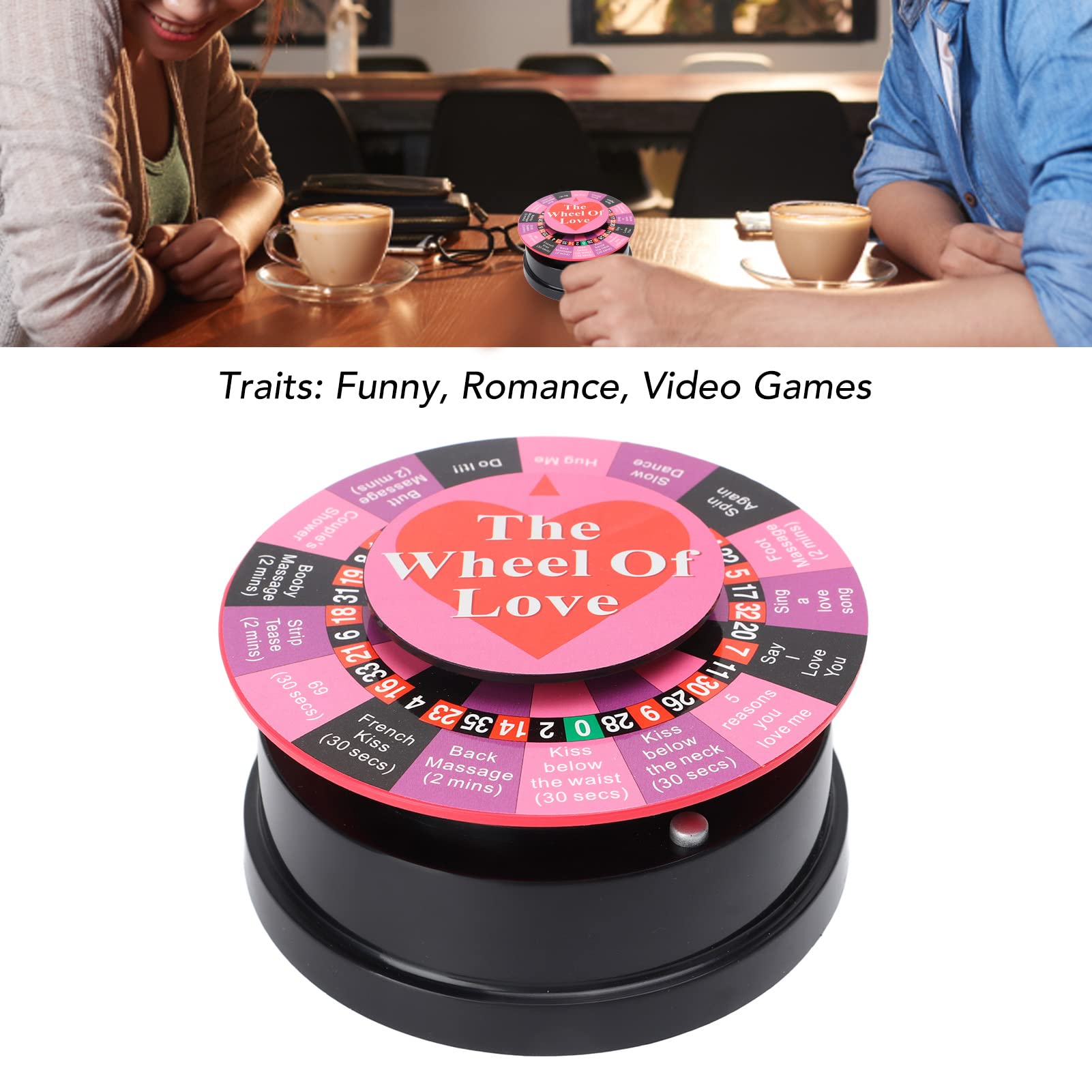Spinning Wheel of Love - Romantic Couples Sex Game with 17 Exciting Ways to Play | Portable Adult Party Game Set | Perfect for Date Nights, Bachelor Parties & Intimate Gifts