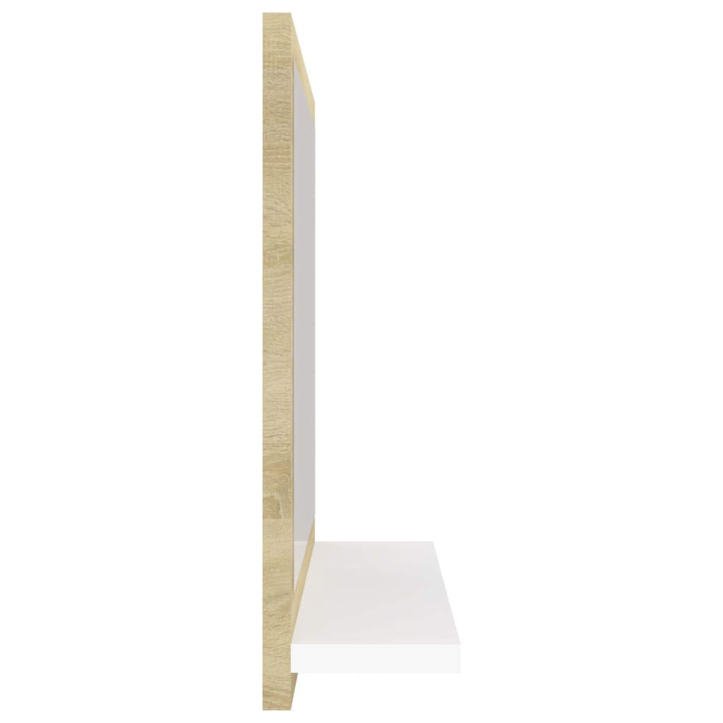 Modern Bathroom Mirror with Shelf - White & Sonoma Oak Finish, Durable Engineered Wood, 15.7