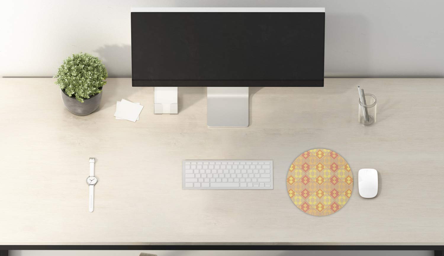 Ambesonne Tribal Round Non-Slip Rubber Gaming Mouse Pad - 8