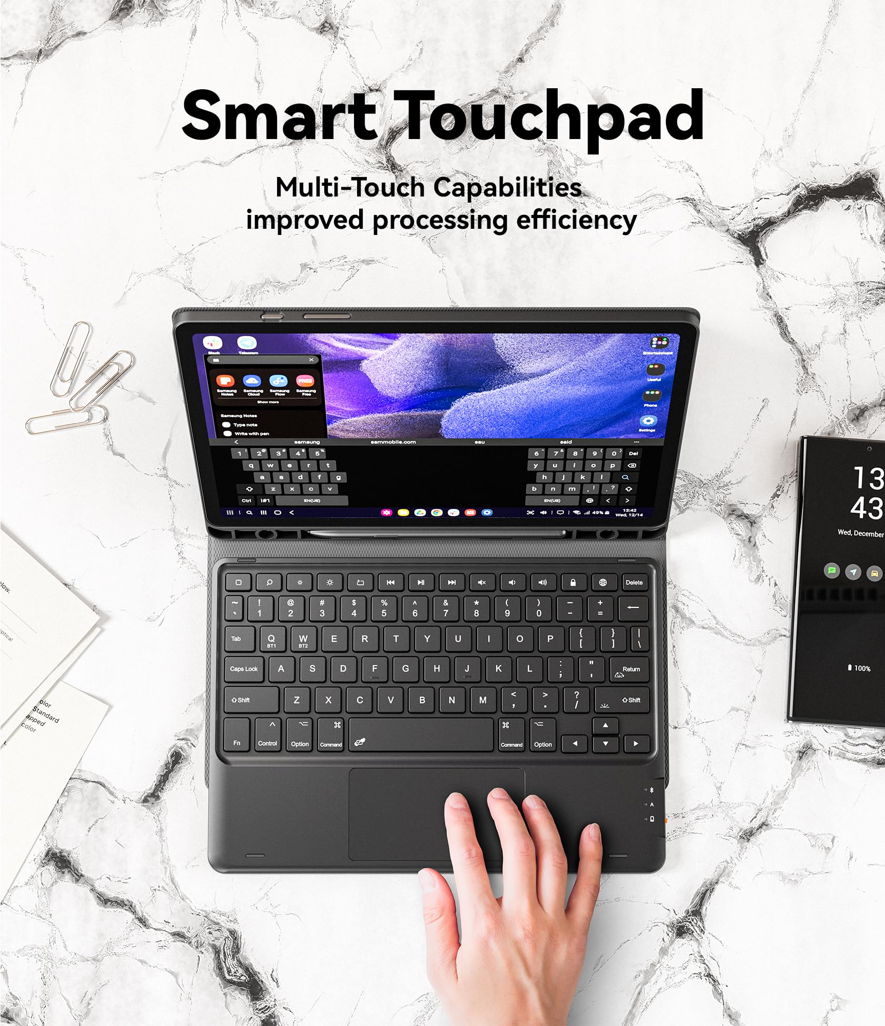 GreenLaw Galaxy Tab S9 FE 5G Keyboard Case with 7-Color Backlit Touchpad & Magnetic Detachable Design | Compatible with Samsung Galaxy Tab S9 FE 10.9