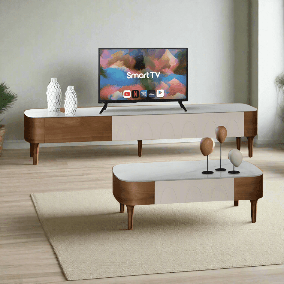 Modern Grant Coffee Table with Crystalized Stone Top - Elegant Living Room Centerpiece for Home Decor & Entertaining