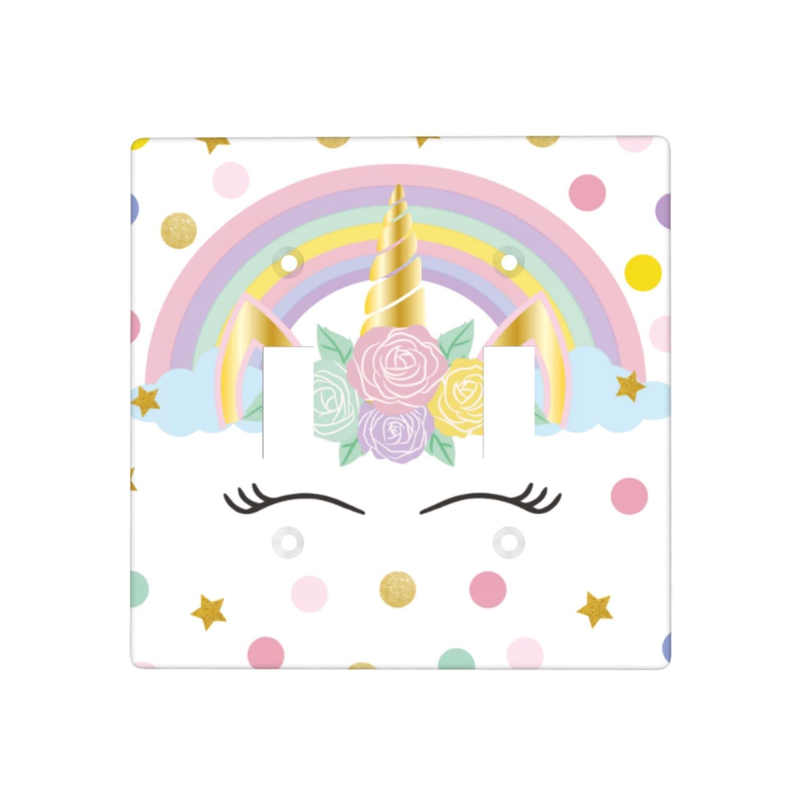 Magical Unicorn Light Switch Cover - Double Toggle Wall Plate for Home & Kitchen Decor (2 Gang) - Perfect for Kids' Rooms, Nursery, and Fantasy Themed Spaces
