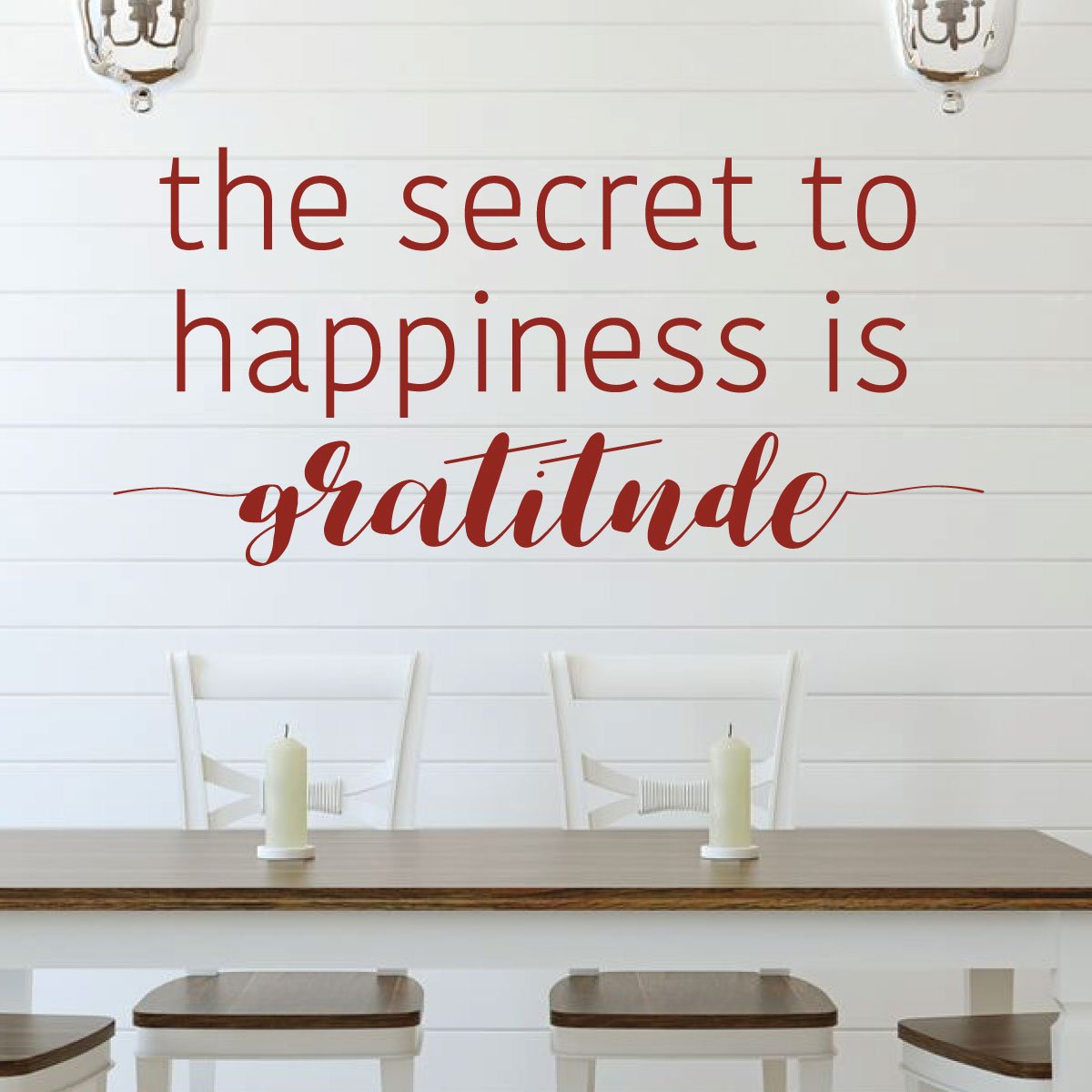 Family Wall Decal - The Secret To Happiness Is Gratitude - Removable Vinyl Art Sticker for Living Room, Bedroom, Nursery & Home Decor | Perfect for Housewarming Gifts & Wall Art Inspiration