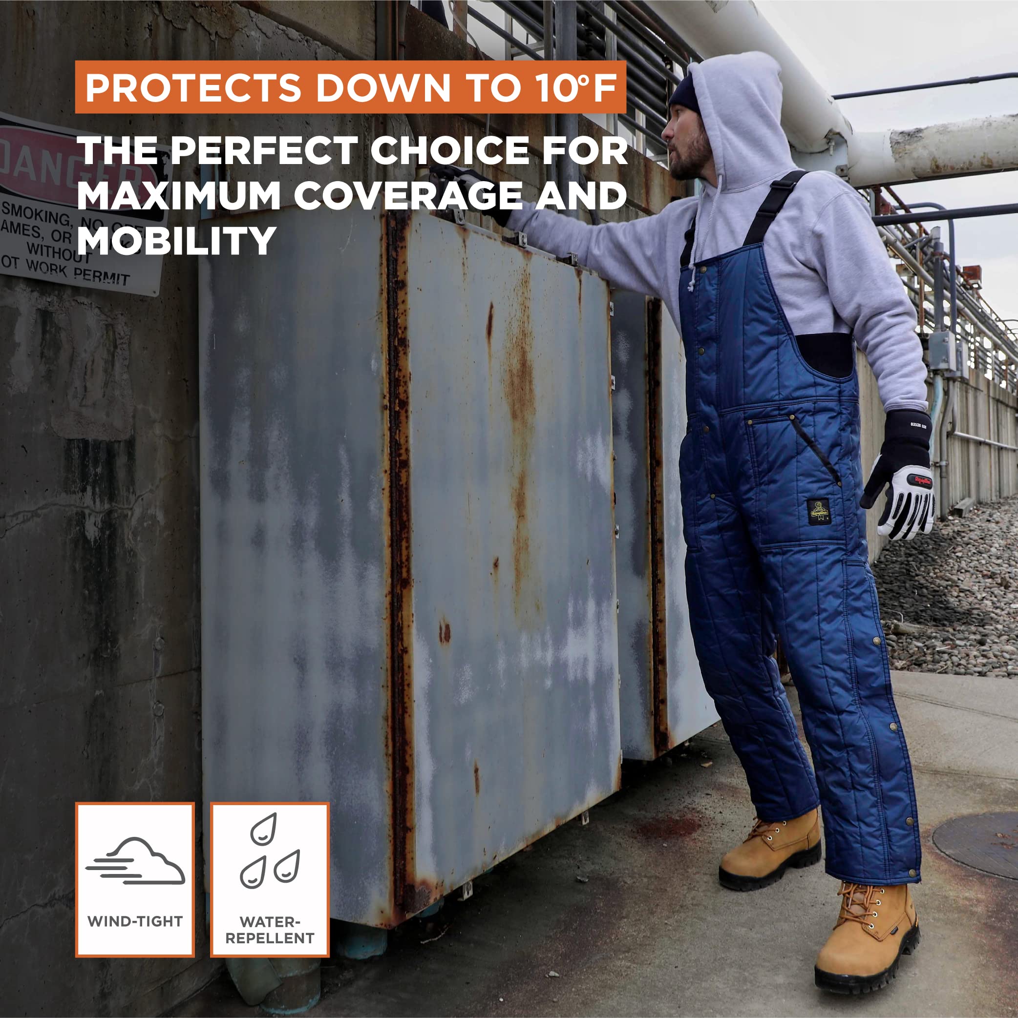 RefrigiWear Insulated Bib Overalls for Cold Weather - 10°F Comfort Rating | Workwear for Freezer, Construction & Outdoor Winter Jobs