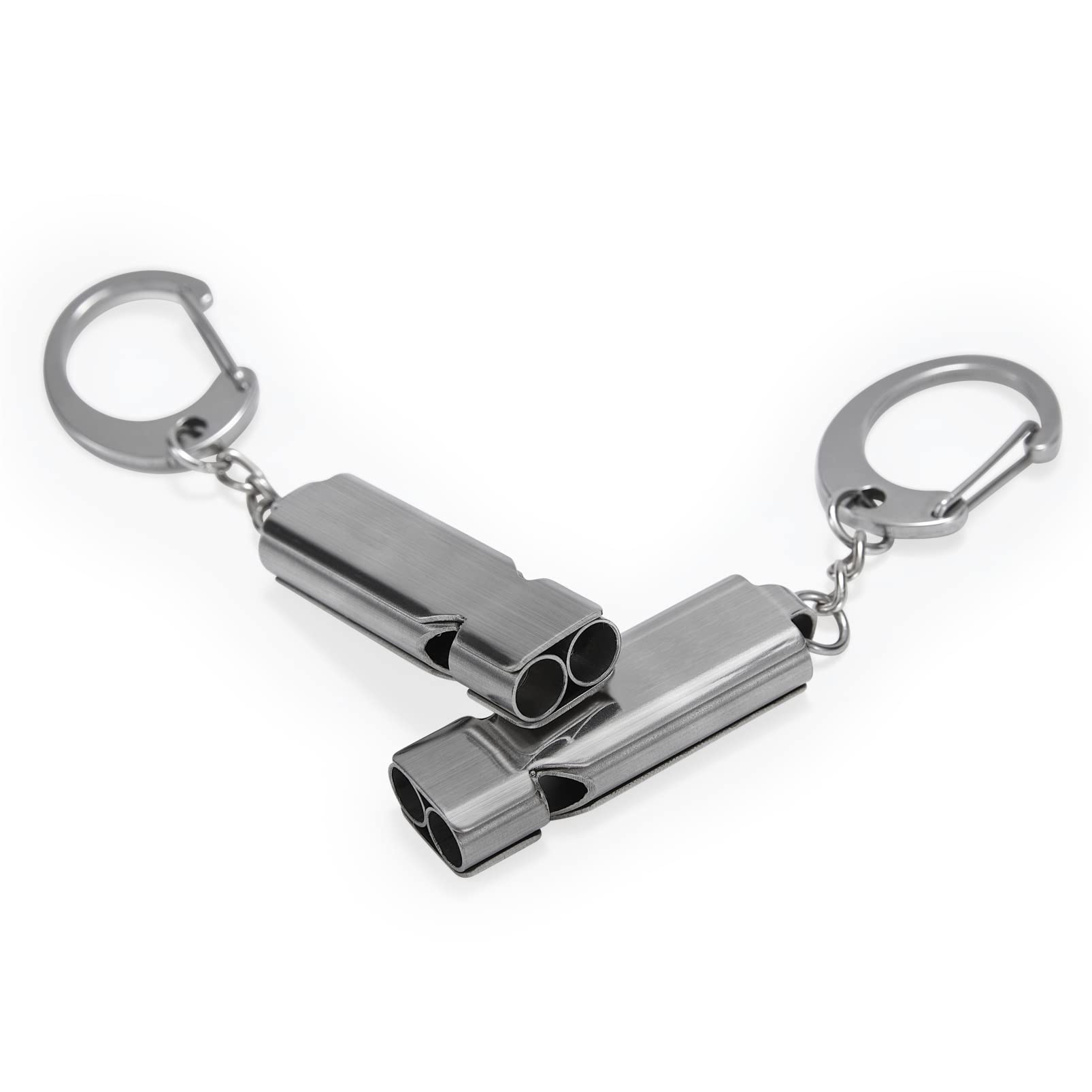 Stainless Steel Emergency Whistles 2 Pack with Keychain - Loud Referee Whistle for Coaches, Teachers, Lifeguards | Perfect for Sports Training, Hiking, Boating, Kayaking & Outdoor Safety Gear