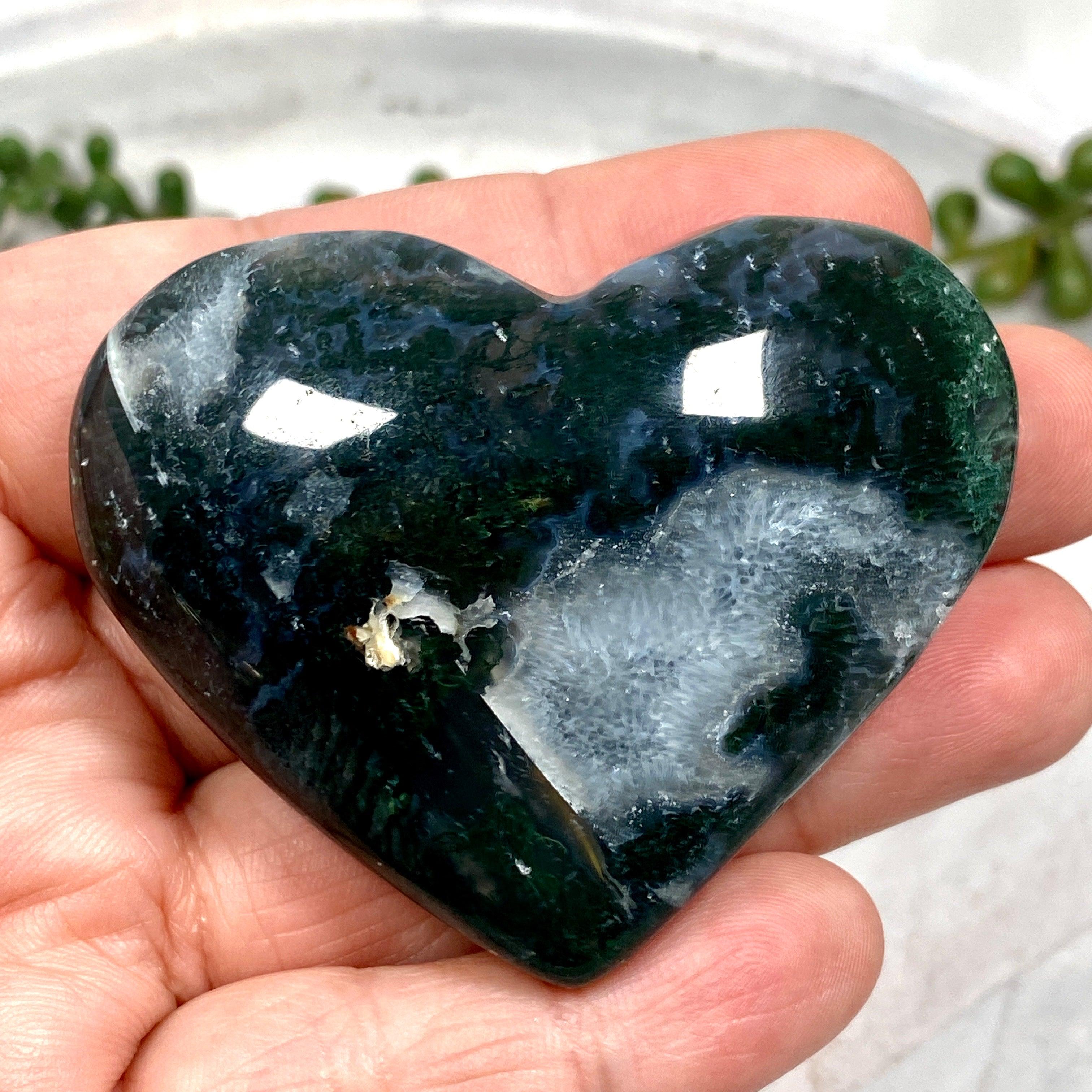 Natural Moss Agate Heart Pendant - Healing Crystal Jewelry for Love & Emotional Balance | Perfect for Meditation, Gifts & Spiritual Healing