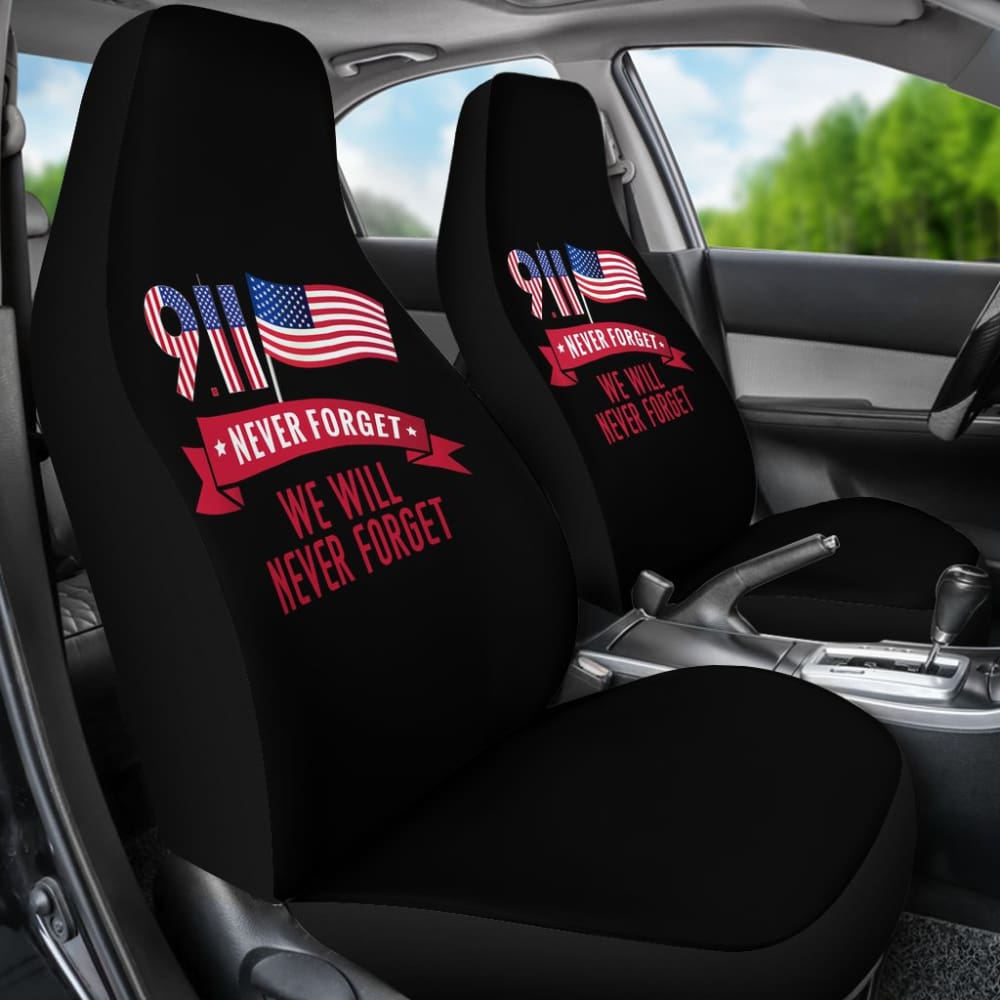 Premium 09.11 Memorial Car Seat Covers - Patriotic Tribute Gift for Vehicles - Perfect for American Flag-Themed Cars, Trucks & SUVs (Model 210305)