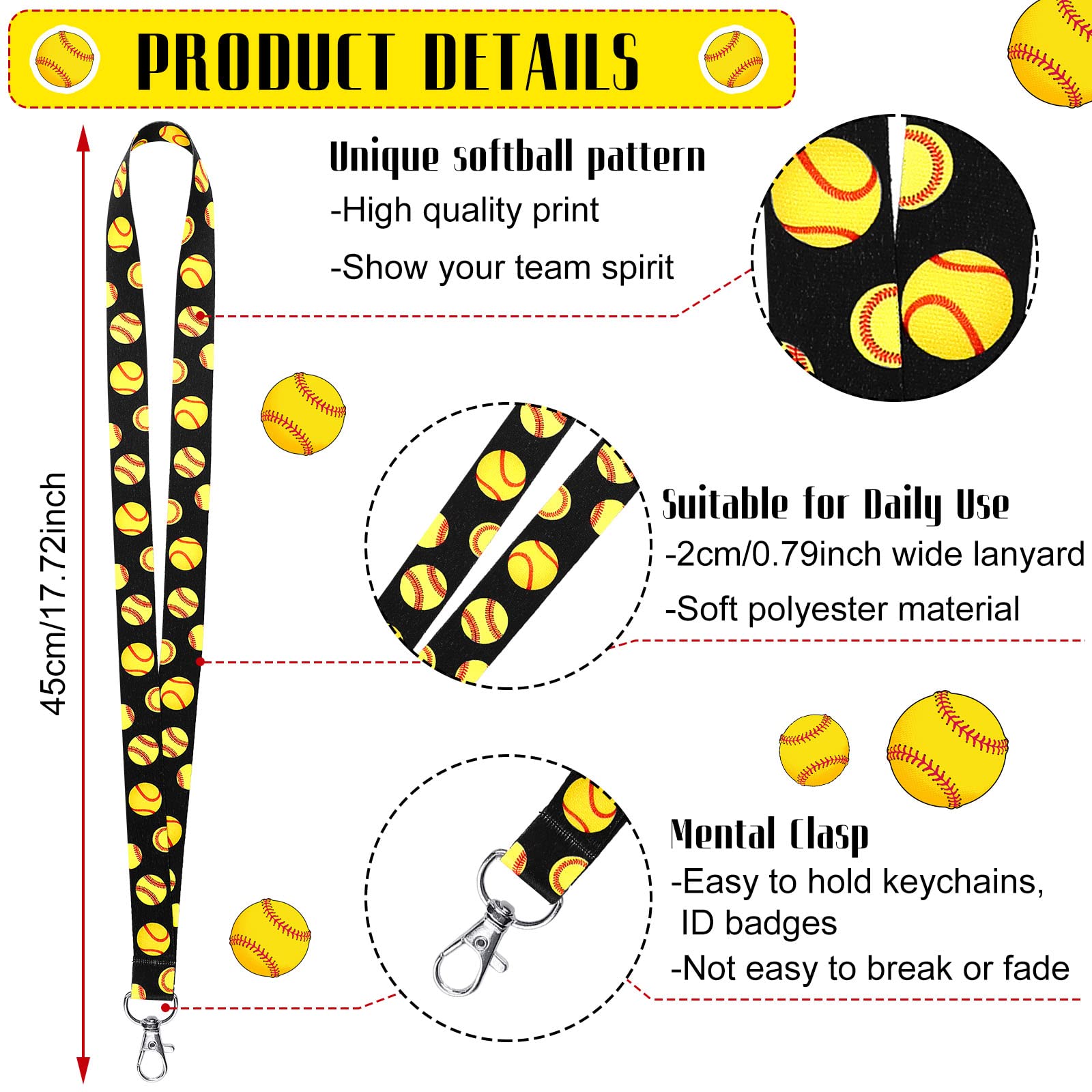 20 Pcs Sports Lanyards Keychains - Football, Basketball, Soccer - Team Gifts for Fans & Players