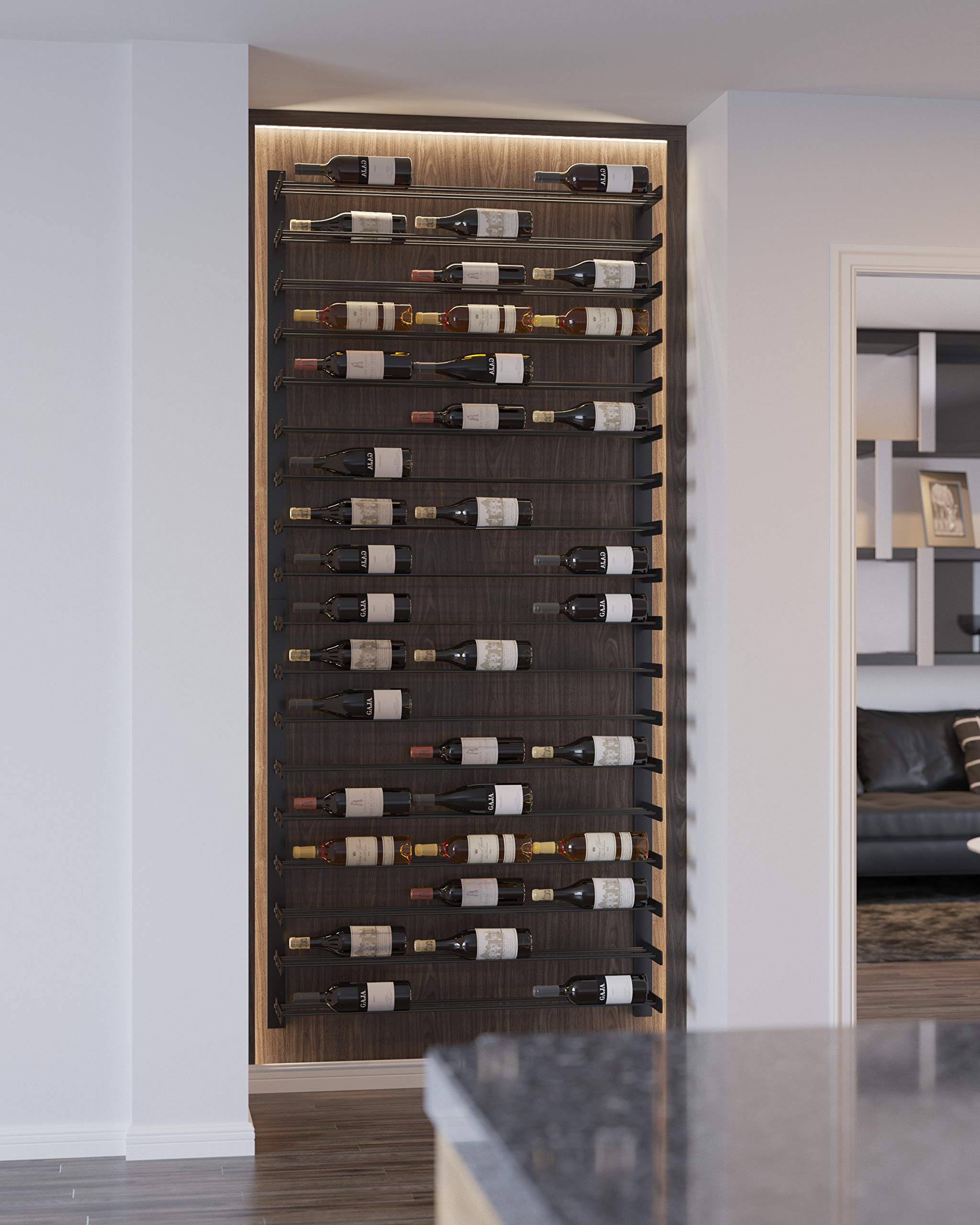 VintageView Evolution 30 3C Modern Label Forward Wine Rack - Holds 18 Bottles, Matte Black/Chrome Finish - Perfect for Home Bar, Dining Room & Wine Cellar Organization