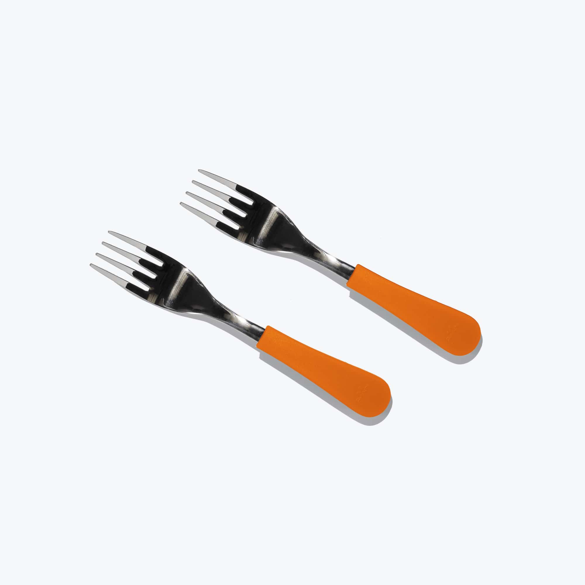 Avanchy Stainless Steel Baby Forks - 2 Pack, Orange - Perfect for Toddler Mealtime & Self-Feeding Practice