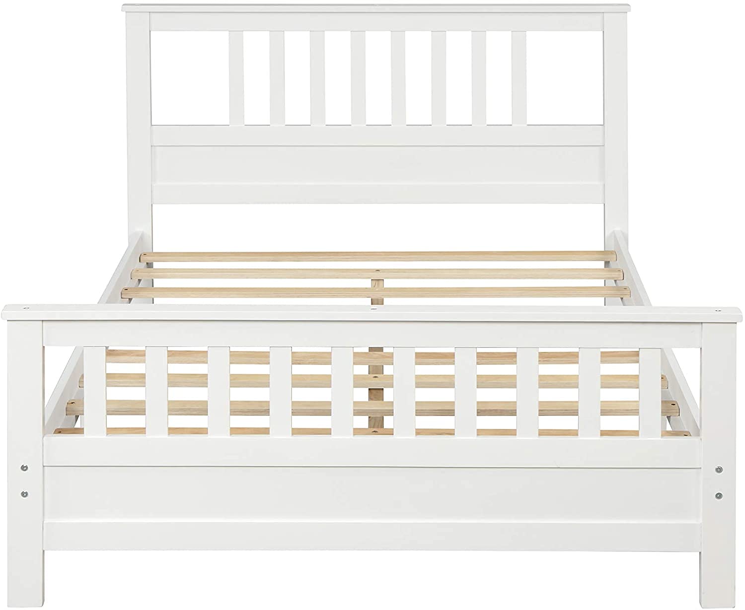 **Solid Wood Full Size Platform Bed Frame with Headboard - No Box Spring Needed, Wood Slat Support Mattress Foundation - Perfect for Kids' Room, Guest Bedroom & Modern Home Decor (White, Full)**