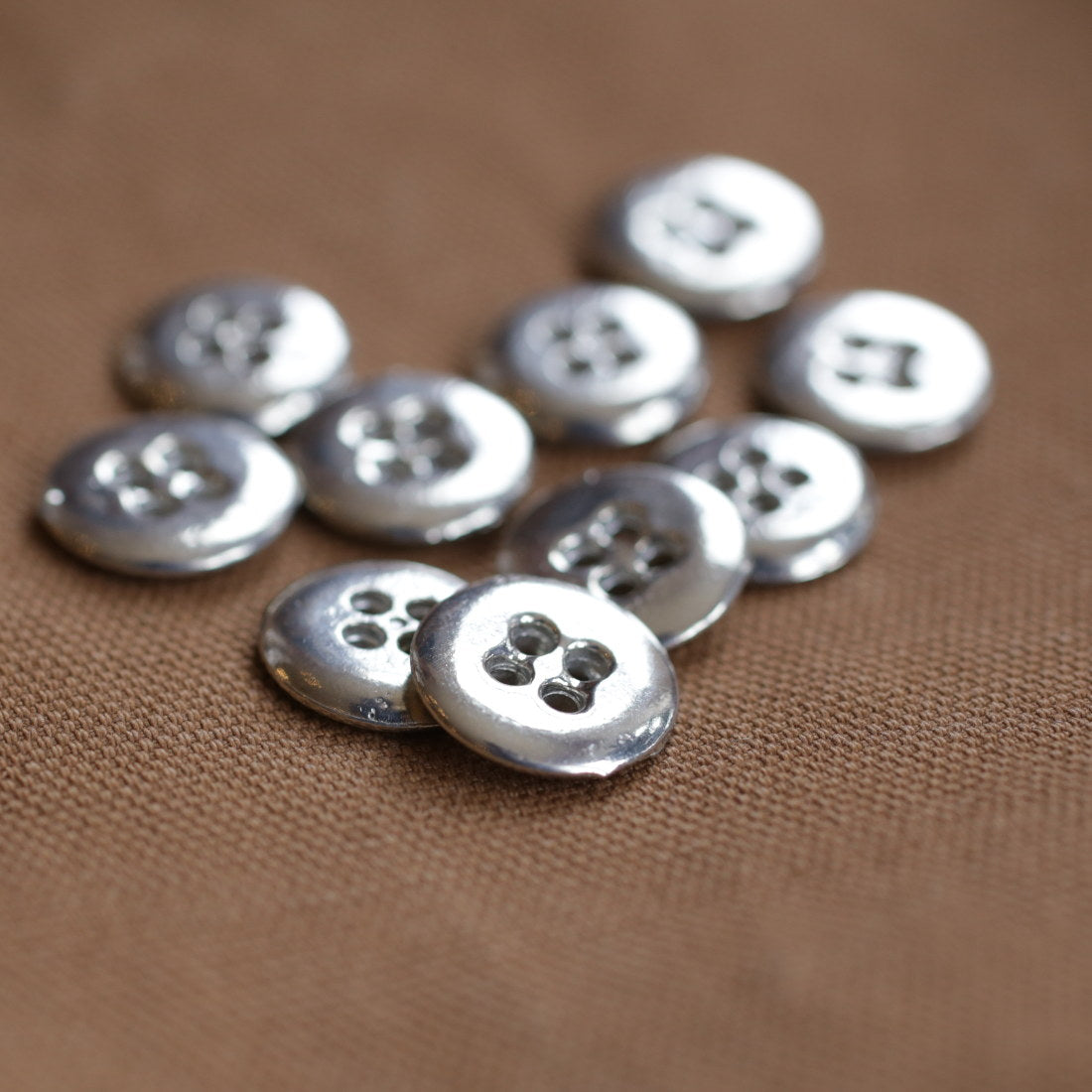 10 Pack 4-Hole Pewter Buttons for Sewing, Crafts, and DIY Clothing Projects - Vintage Style Metal Buttons for Jackets, Coats, and Home Decor