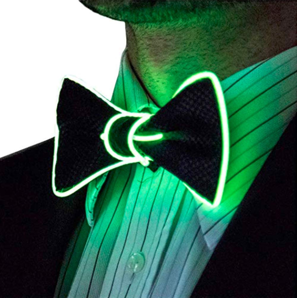 Glowing LED Bow Tie - Adjustable Light Up Bow Tie for Men & Women - Novelty Party Accessory for Halloween, Raves, Weddings & Cosplay