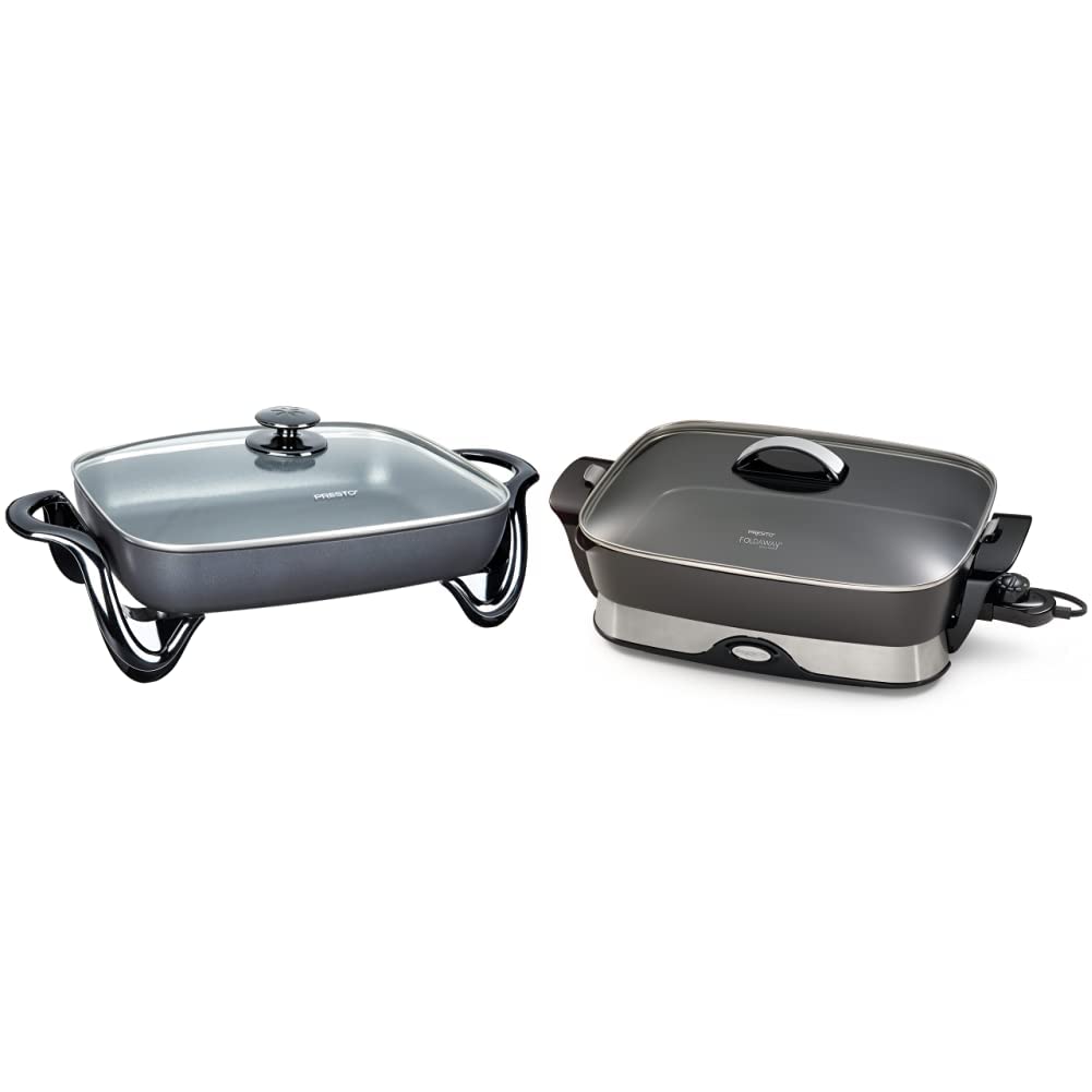Presto 16-Inch Electric Skillet - 1500W Nonstick Deep Fry Pan with Glass Lid (Models 06852 & 06857) - Perfect for Frying, Sautéing, and Cooking Family Meals