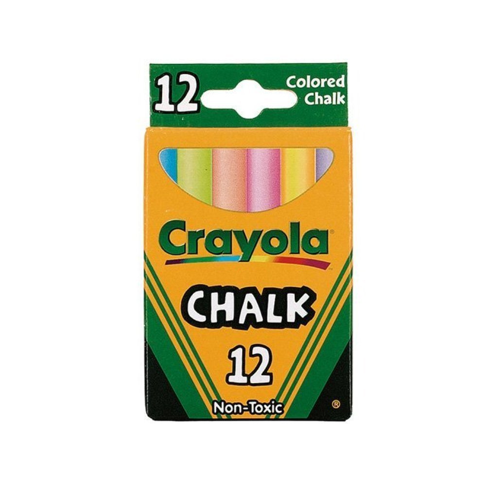 Crayola Colored Chalk - 12 Assorted Vibrant Colors for Kids, Sidewalk Drawing, Classroom & Outdoor Play - Non-Toxic, Washable Chalk for Creative Fun on Driveways & Blackboards
