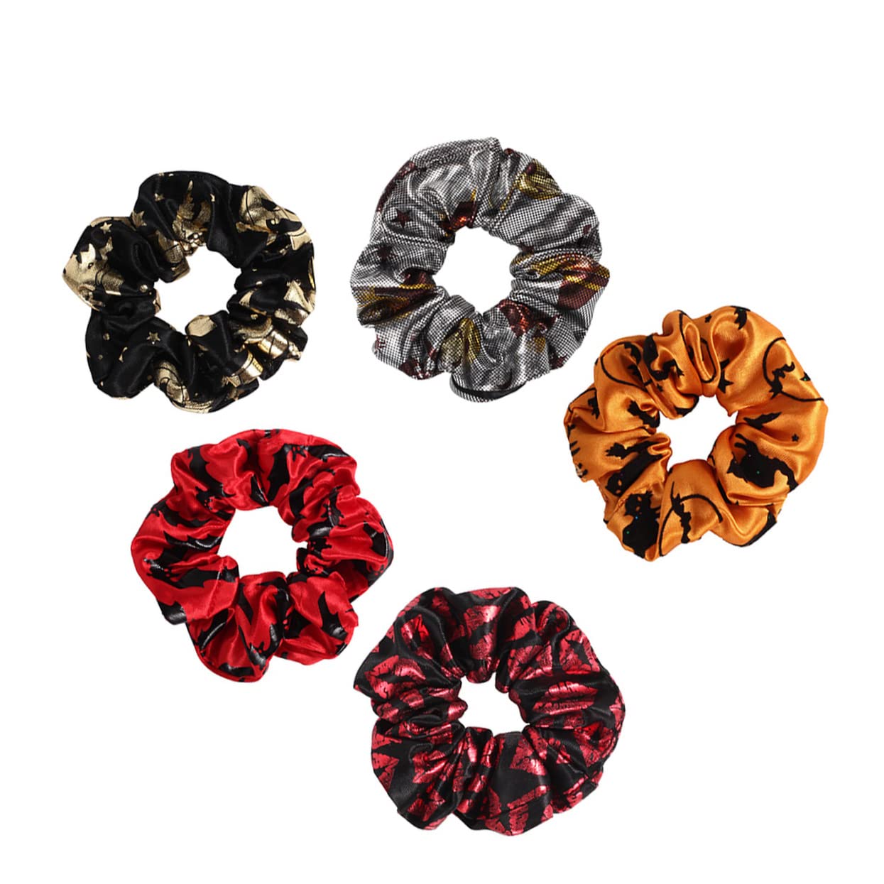 Lurrose 5-Pack Halloween Hair Ties with Bows - Elastic Hair Bands for Girls & Women, Ponytail Holders, Hair Rings (Perfect for Halloween Costumes, School, Parties & Everyday Use)