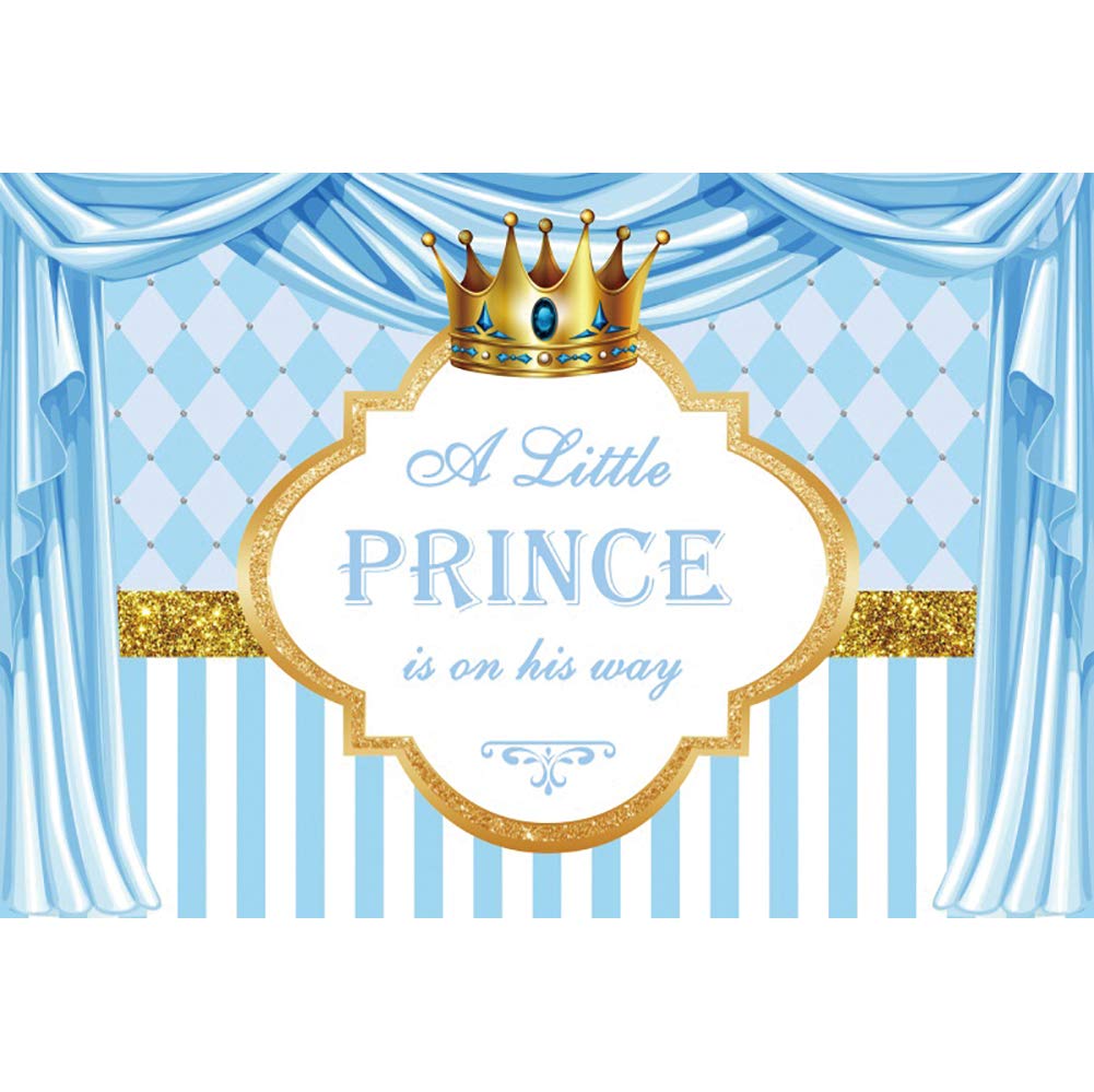 Baocicco 12x8ft The Little Prince Backdrop - Blue Starry Sky Curtain with Golden Crown Banner for Royal Nursery, Baby Shower, Newborn Photography & Boys' Birthday Party Decor | Perfect for Studio Portraits, Themed Events & Kids Room Decorations